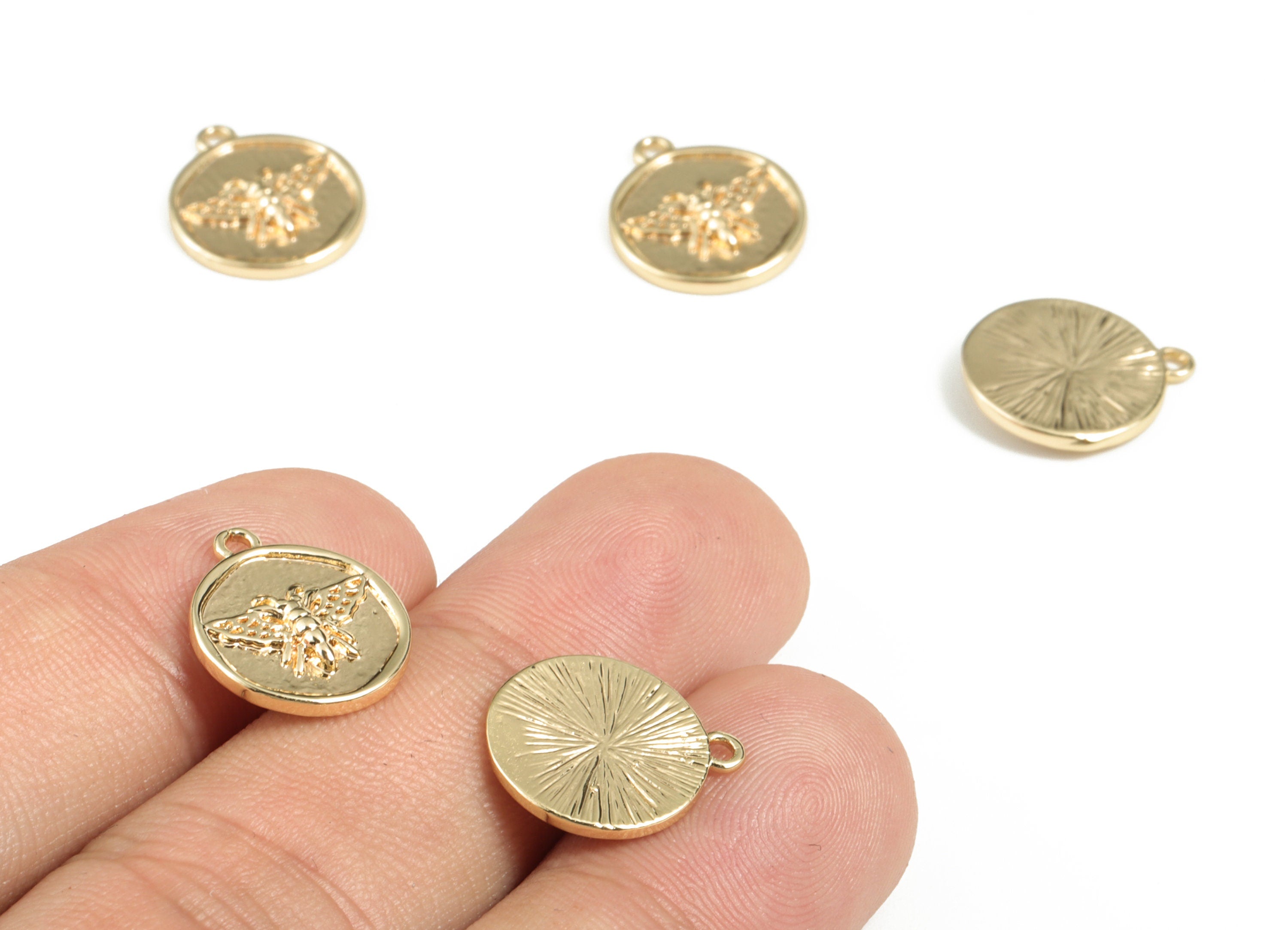 Gold plated Butterfly Charm - Gold Plated round shape Charm Pendant – Jewelry Supplies Making - 14.91 × 12.87 × 1.89mm - RGP2872 - DOMEDBAZAAR