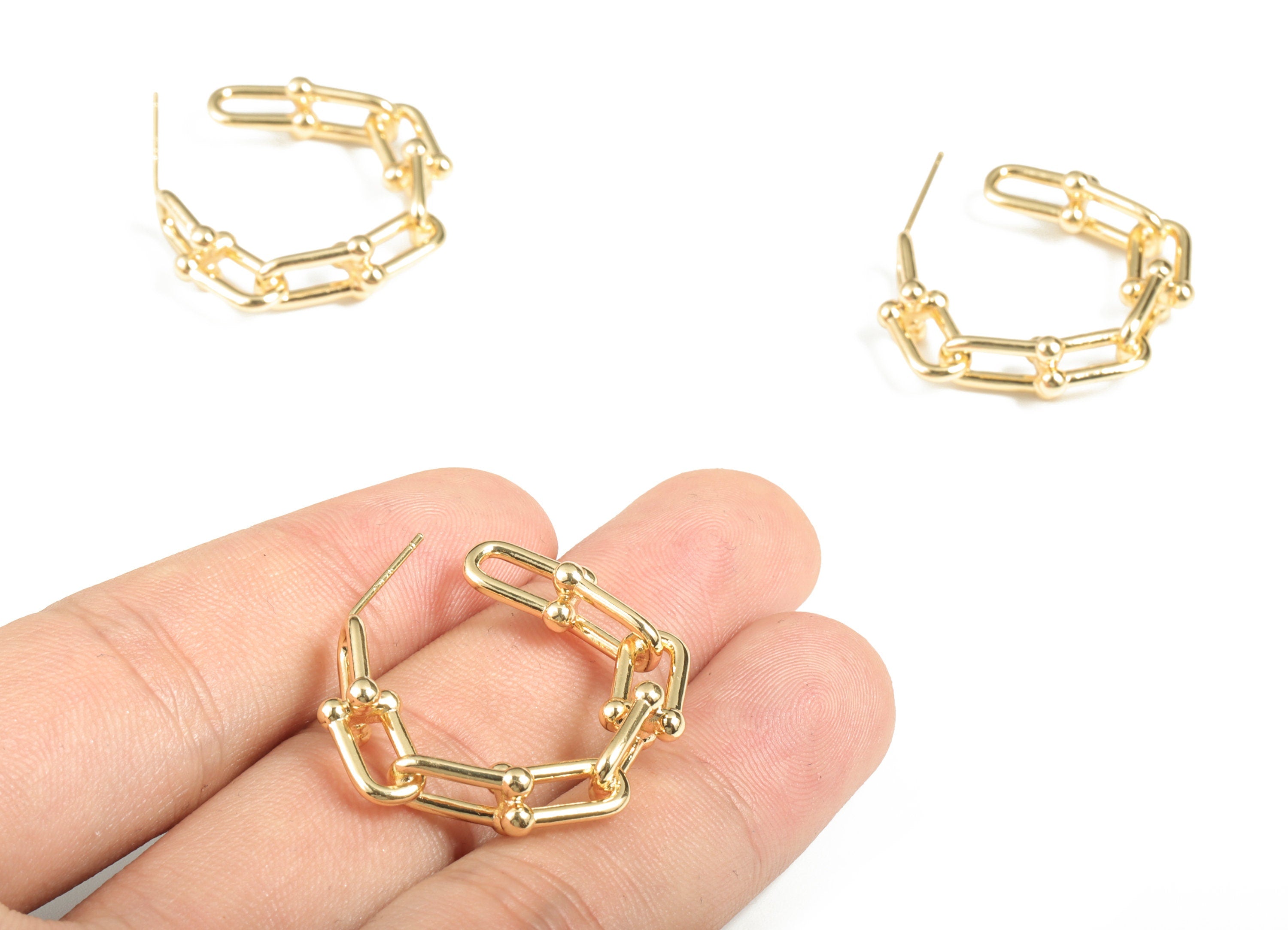 Open Hoop Earrings Stud – Earring Findings - 316 Surgical Stainless Steel Stud – Jewelry Supplies - 32.45× 27.03 × 6.76mm - RGP2861 - DOMEDBAZAAR