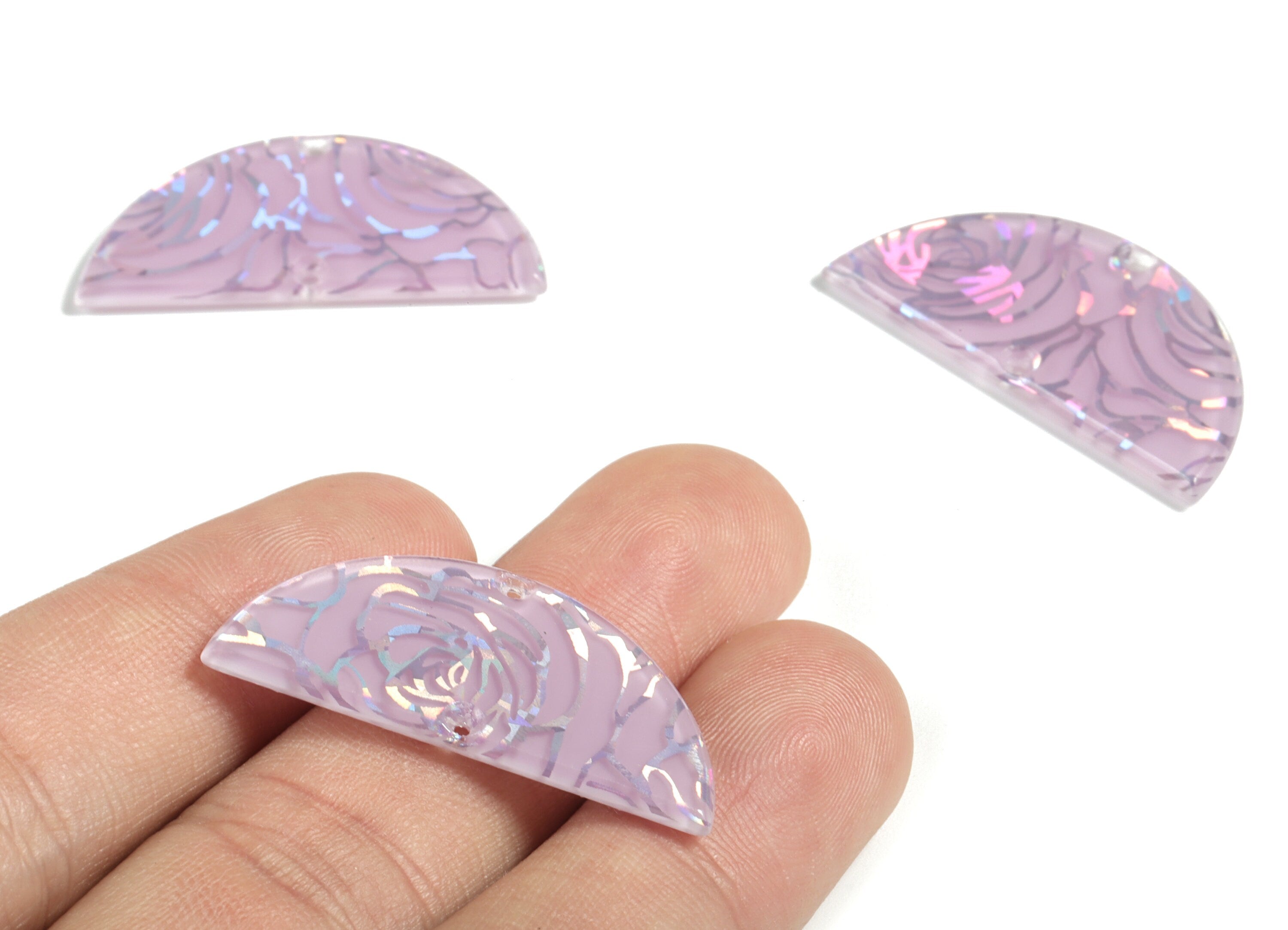 Acetate Semicircle Connectors - 2 Holes - Half Moon Earrings - Earring Findings - Color Code:A558 - 37.2x18.55x2.4mm - AC1794-A558 - DOMEDBAZAAR