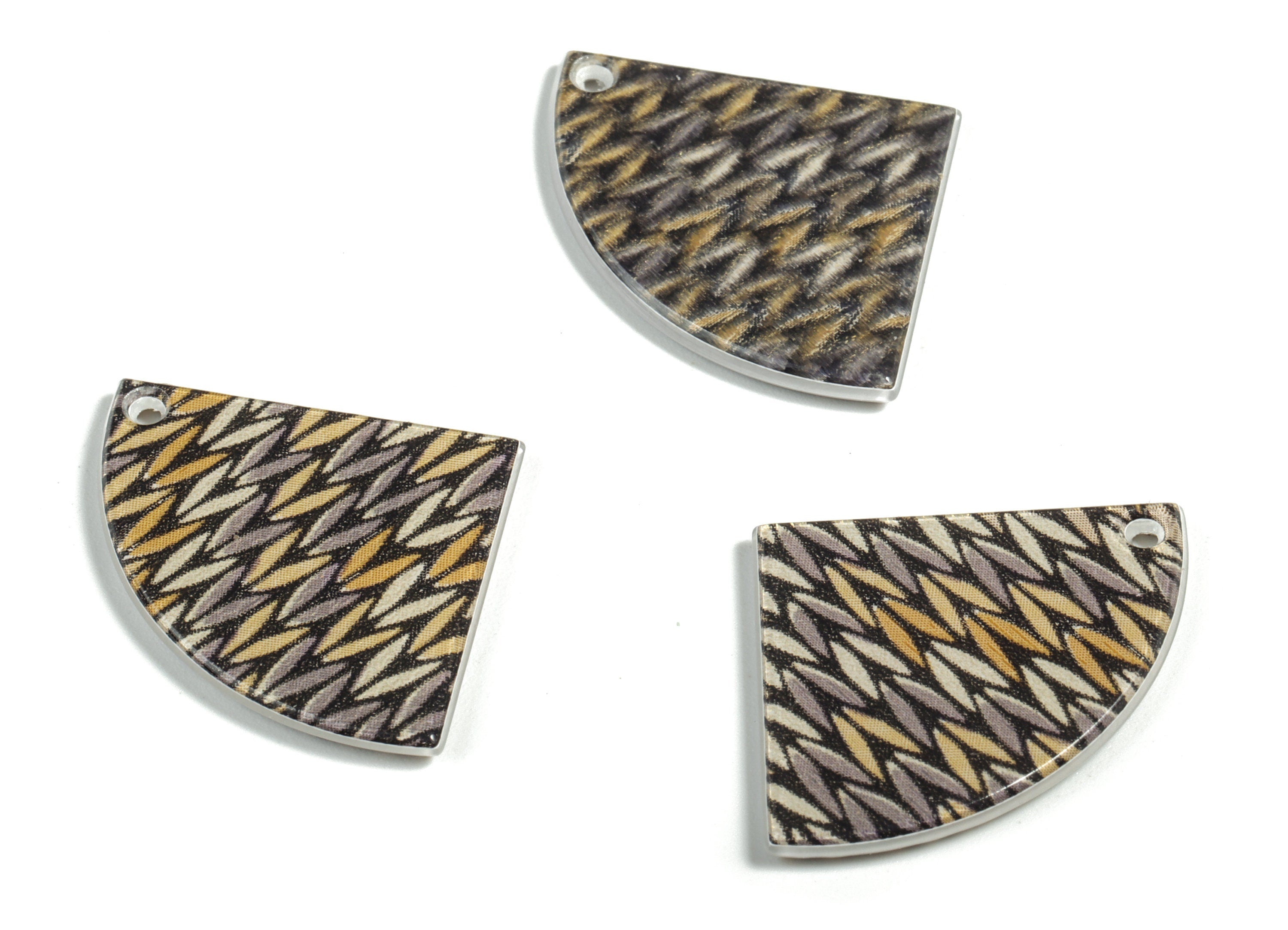 Acrylic Pizza Earring Charms - Pizza Pendant - Earring Finding - Jewelry Supplies - Color Code:A525 - 31.31x22.79x2.2mm - AC2191-A525 - DOMEDBAZAAR