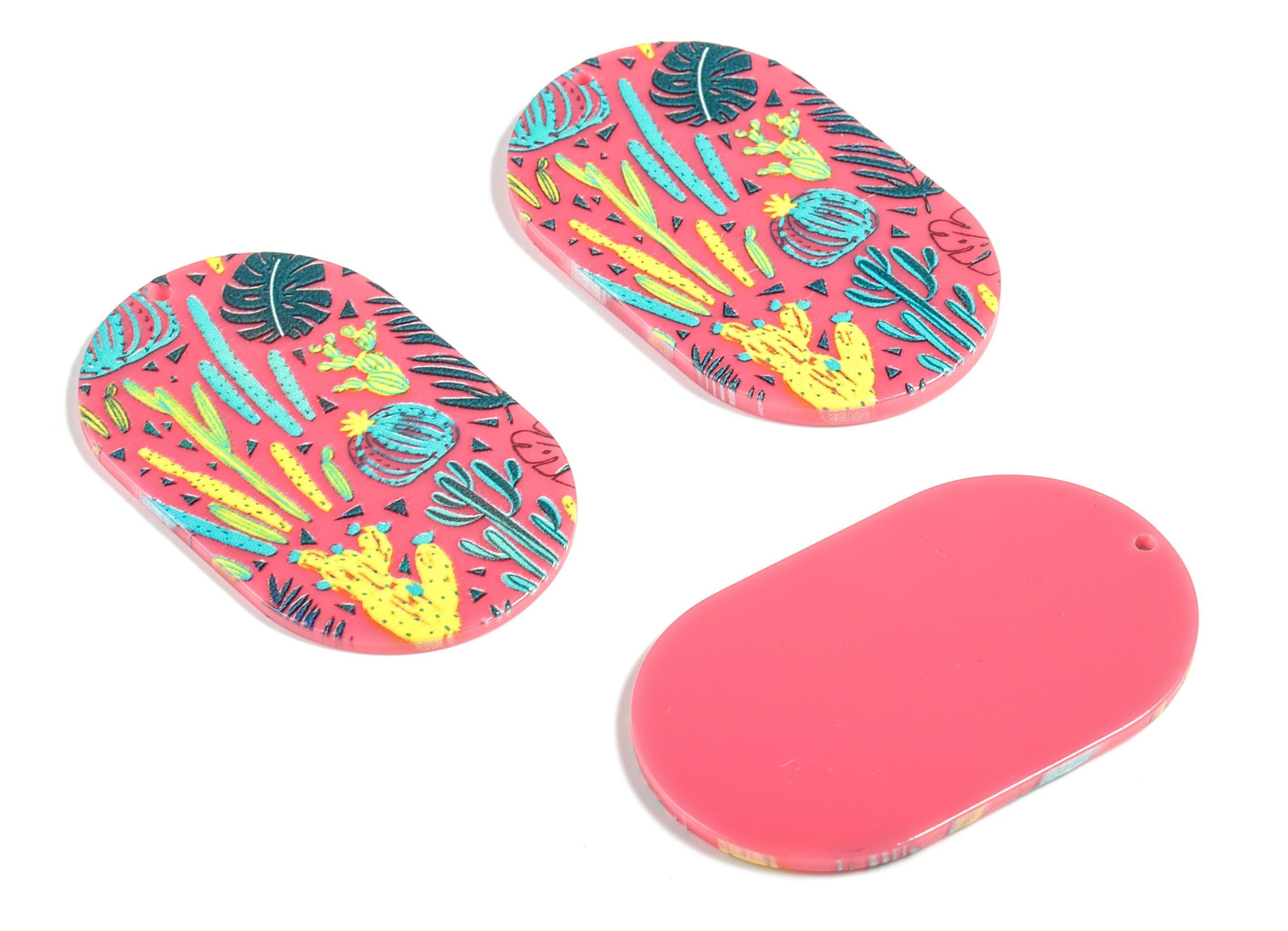 Acrylic Oval Leafs Earring Charms - Acrylic Oval Leaves Earrings - Earring Findings - Jewelry Supplies - 46.73x36.56x2.61mm - AC2217 - DOMEDBAZAAR