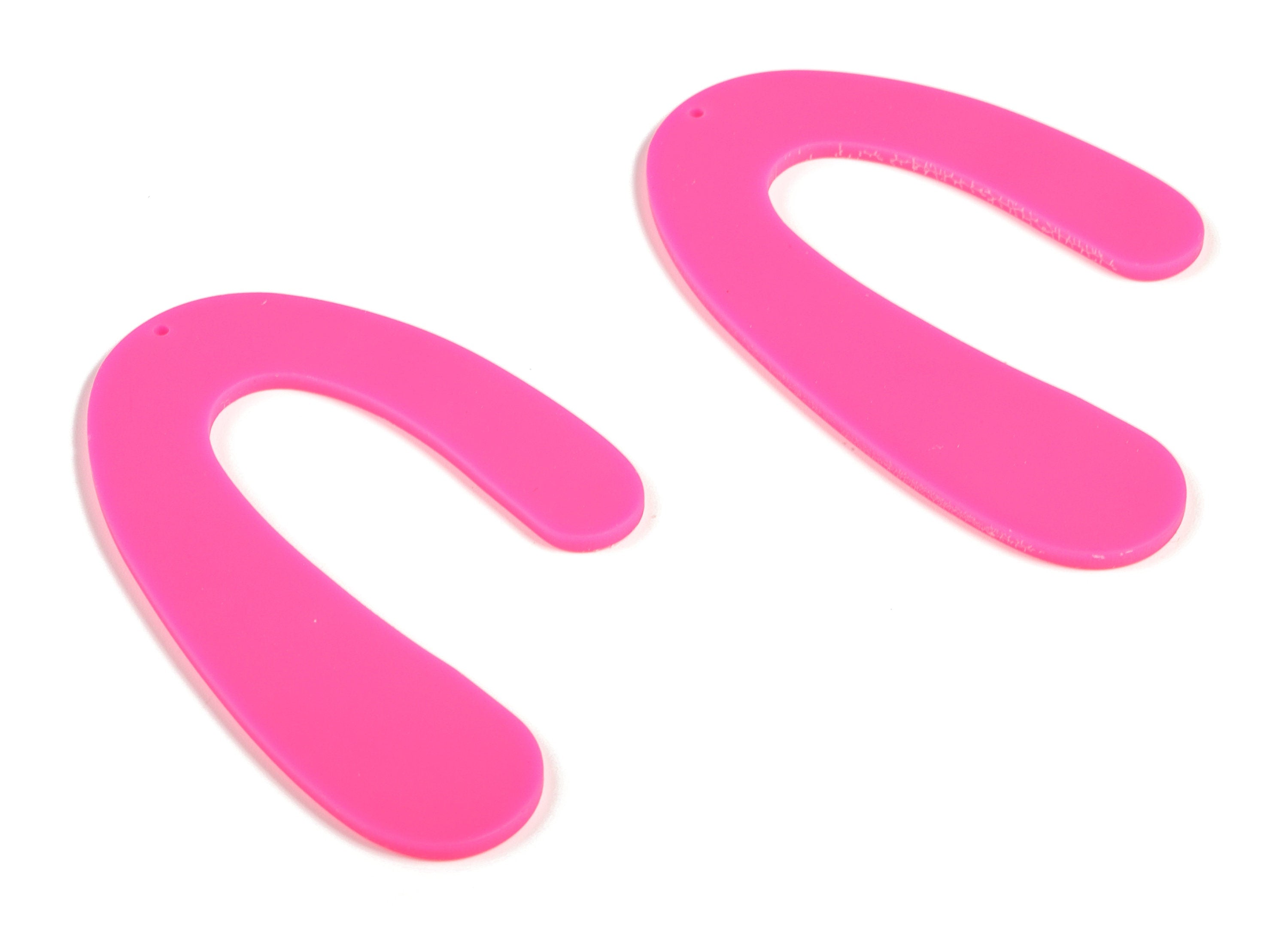 Acrylic U Earring Charms - Matte U Pendant - Earring Finding - Jewelry Making Supplies - Color Code: A472 - 80.15x53.2x2.21mm - AC2209-A472 - DOMEDBAZAAR