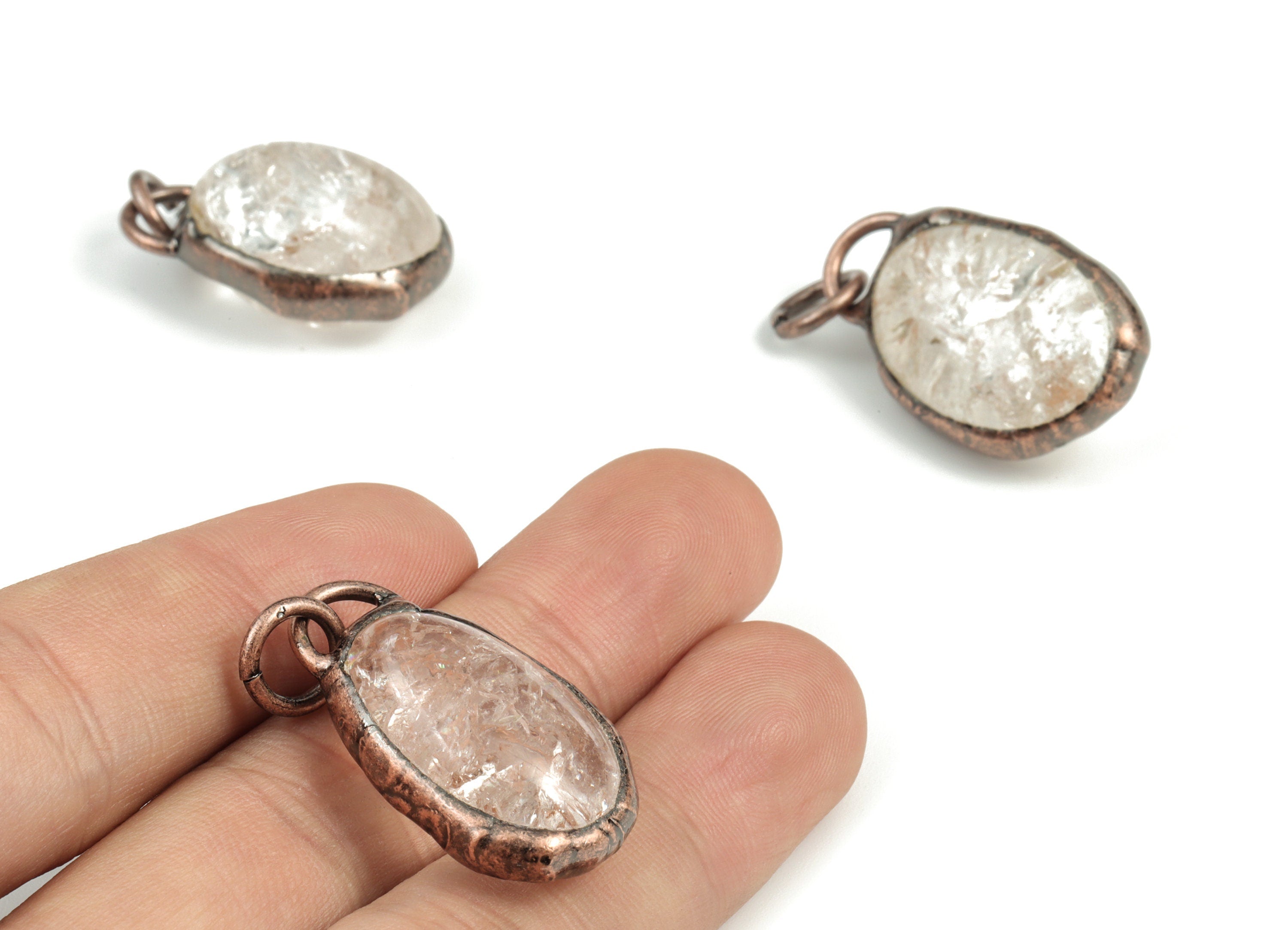 Clear Quartz Pedant – Oval Teardrop Earring Charm – Jewelry Making – Average Size –Jewelry Supply - 31.02x17.71x11.05mm – NS1287 - DOMEDBAZAAR