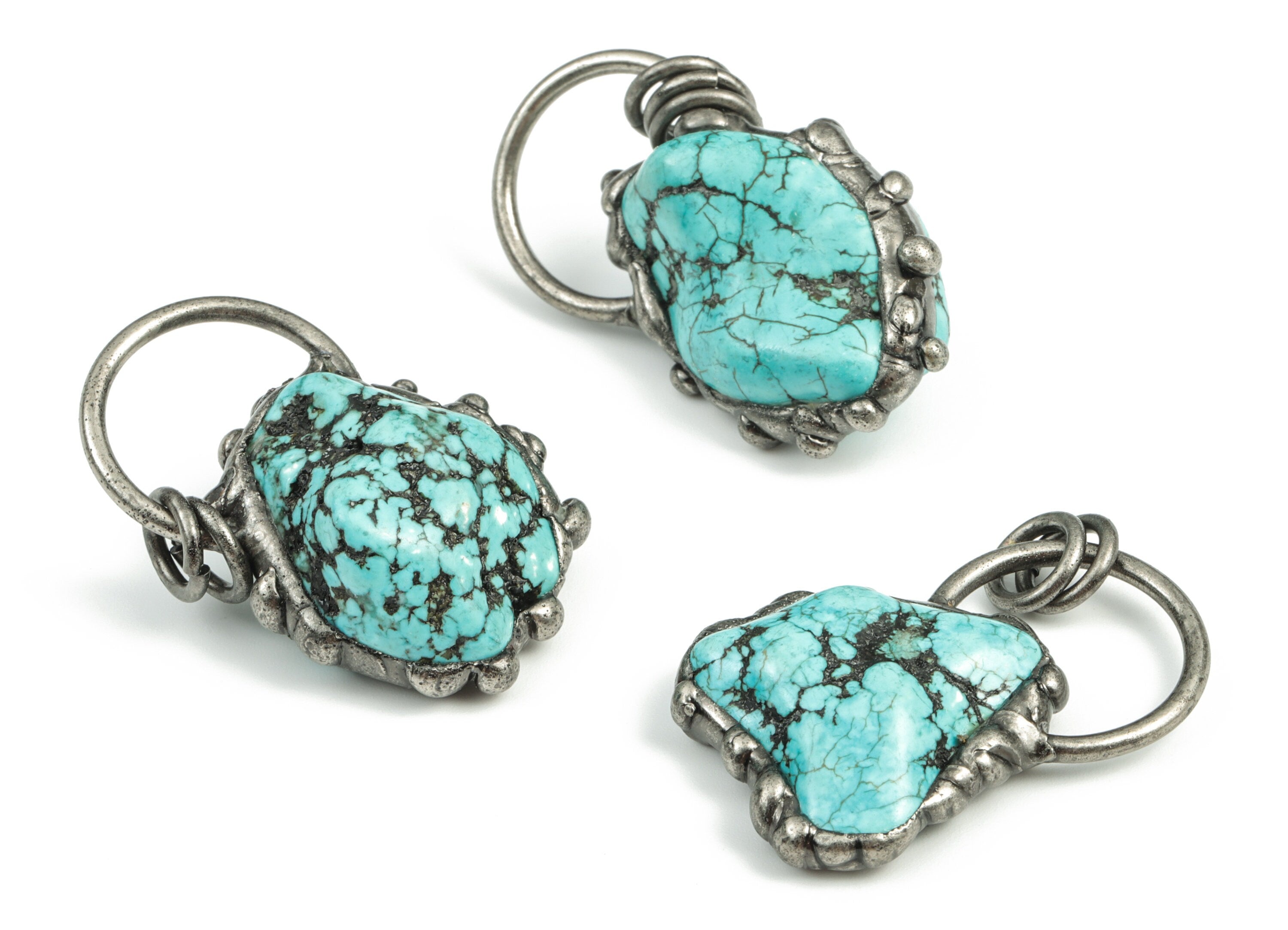 Natural Tophus Gemstone Pendant – Blue Tophus Earring Charm – Jewelry Making Supplies– Average Size – 33.66x23.55x18.08mm – NS1299 - DOMEDBAZAAR