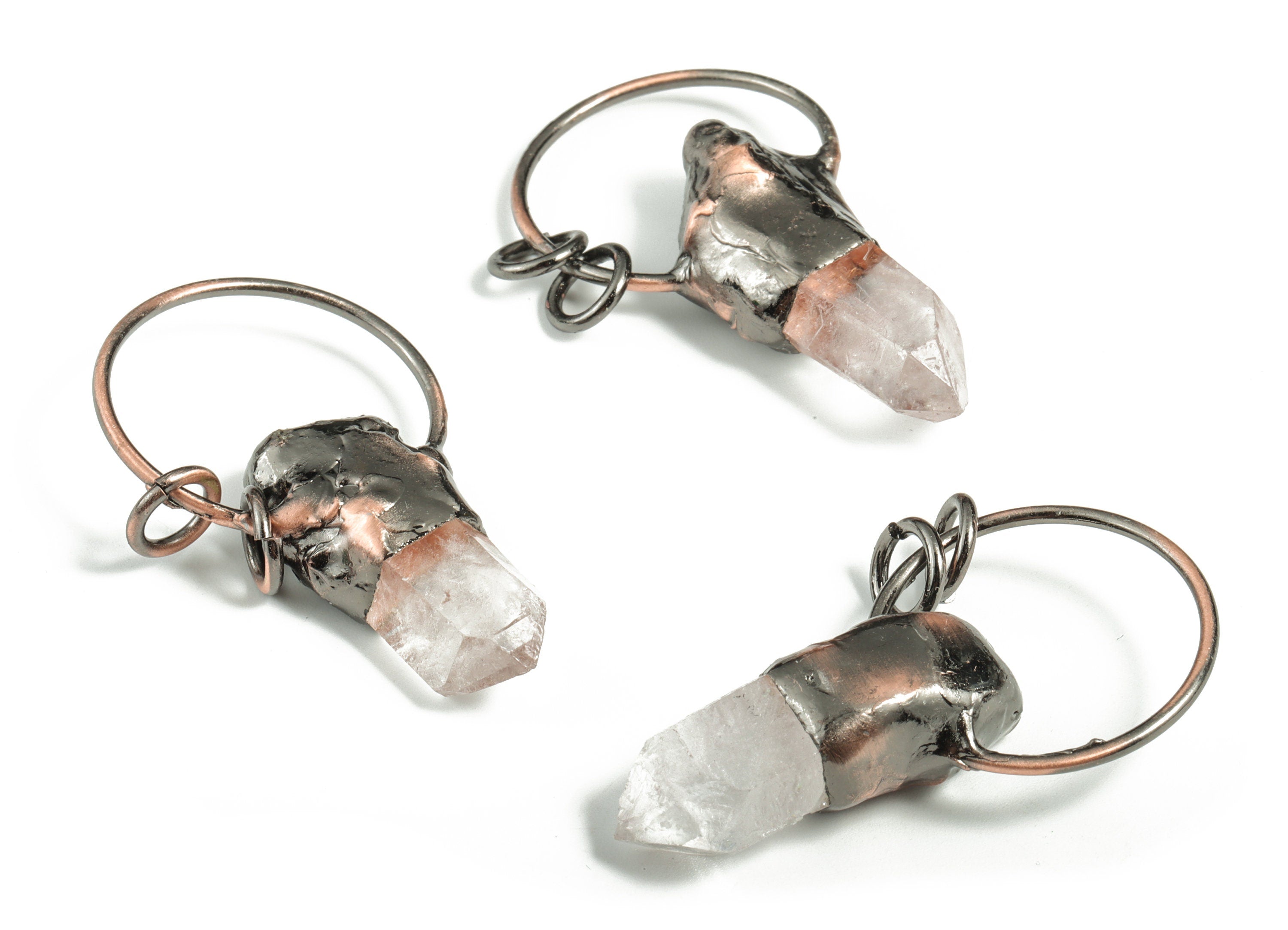 Crystal Quartz Point Pendant – Crystal Quartz Charms Pendant with Metal Caps – Jewelry Making – Average Size – 51.56x28.61x13.65mm – NS1294 - DOMEDBAZAAR