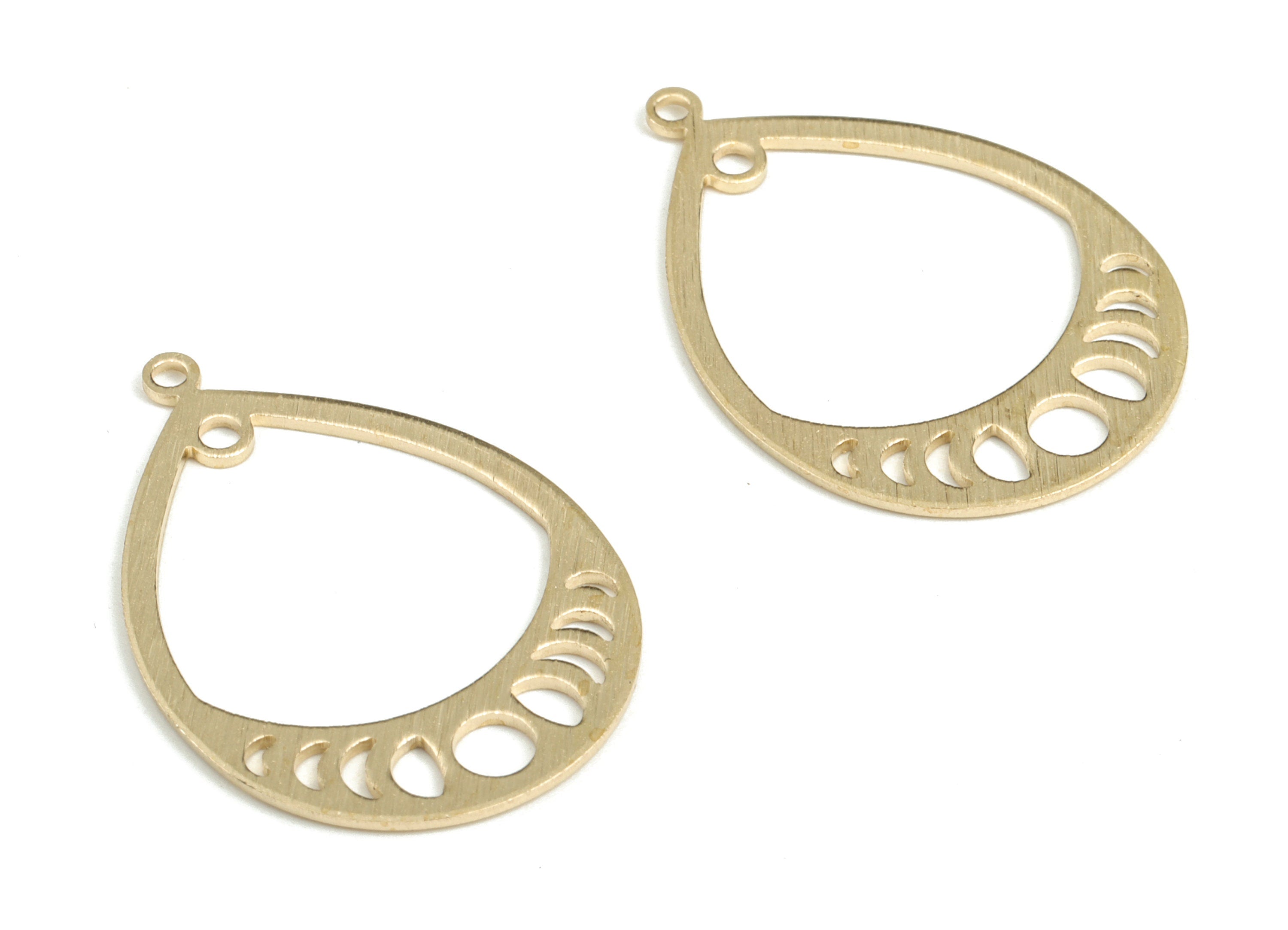 Brass Textured Drop Earring Connector - Raw Brass Phases Of Moon Charms - Earring Findings - Jewelry Supplies - 30.55x21.51x0.89mm - PP3813 - DOMEDBAZAAR
