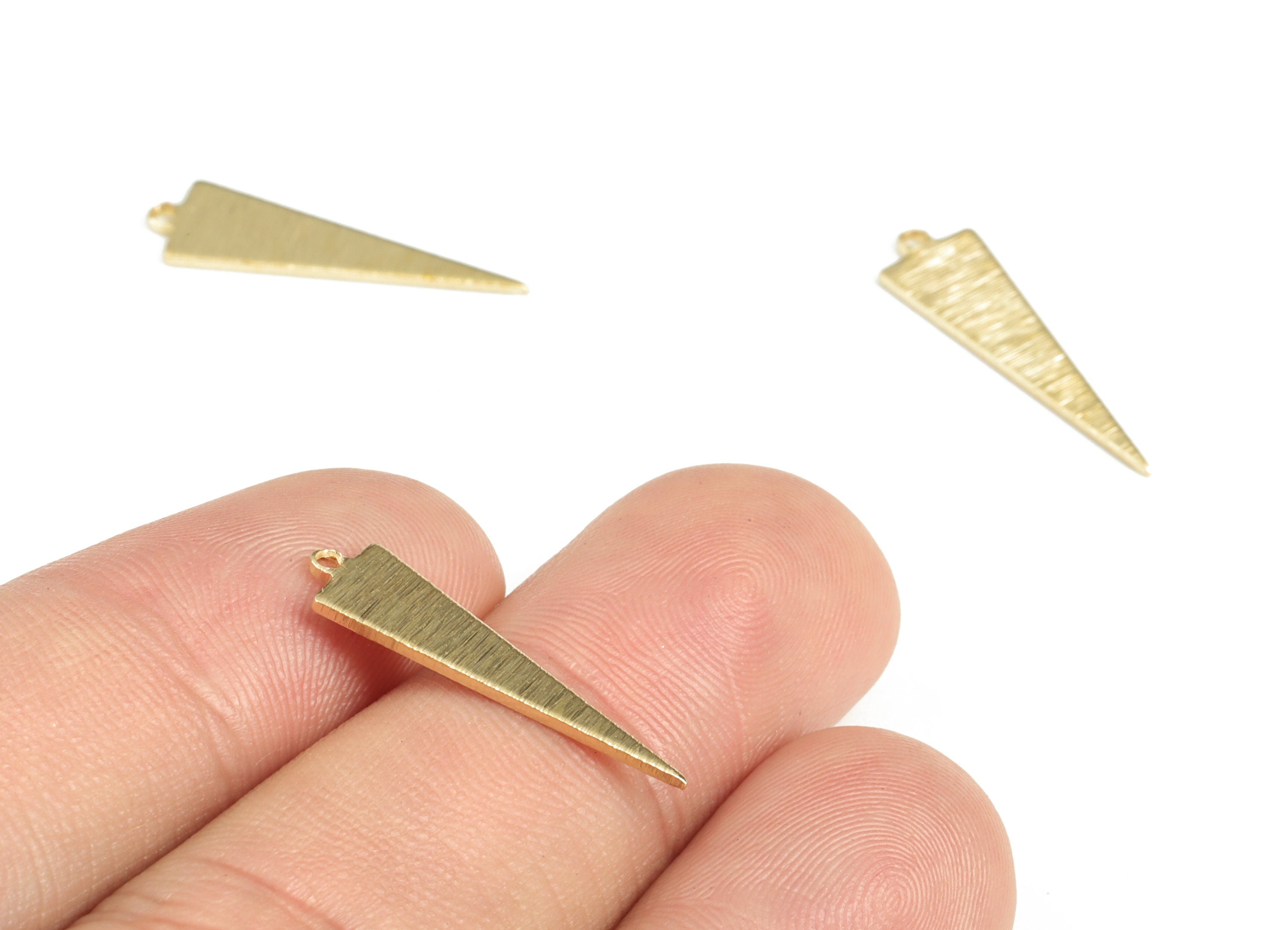 Brass Textured Triangle Earring Charms - Raw Brass Triangle Pendant - Earring Finding - Jewelry Making Supplies - 22.51x6.63x0.8mm - PP3796 - DOMEDBAZAAR