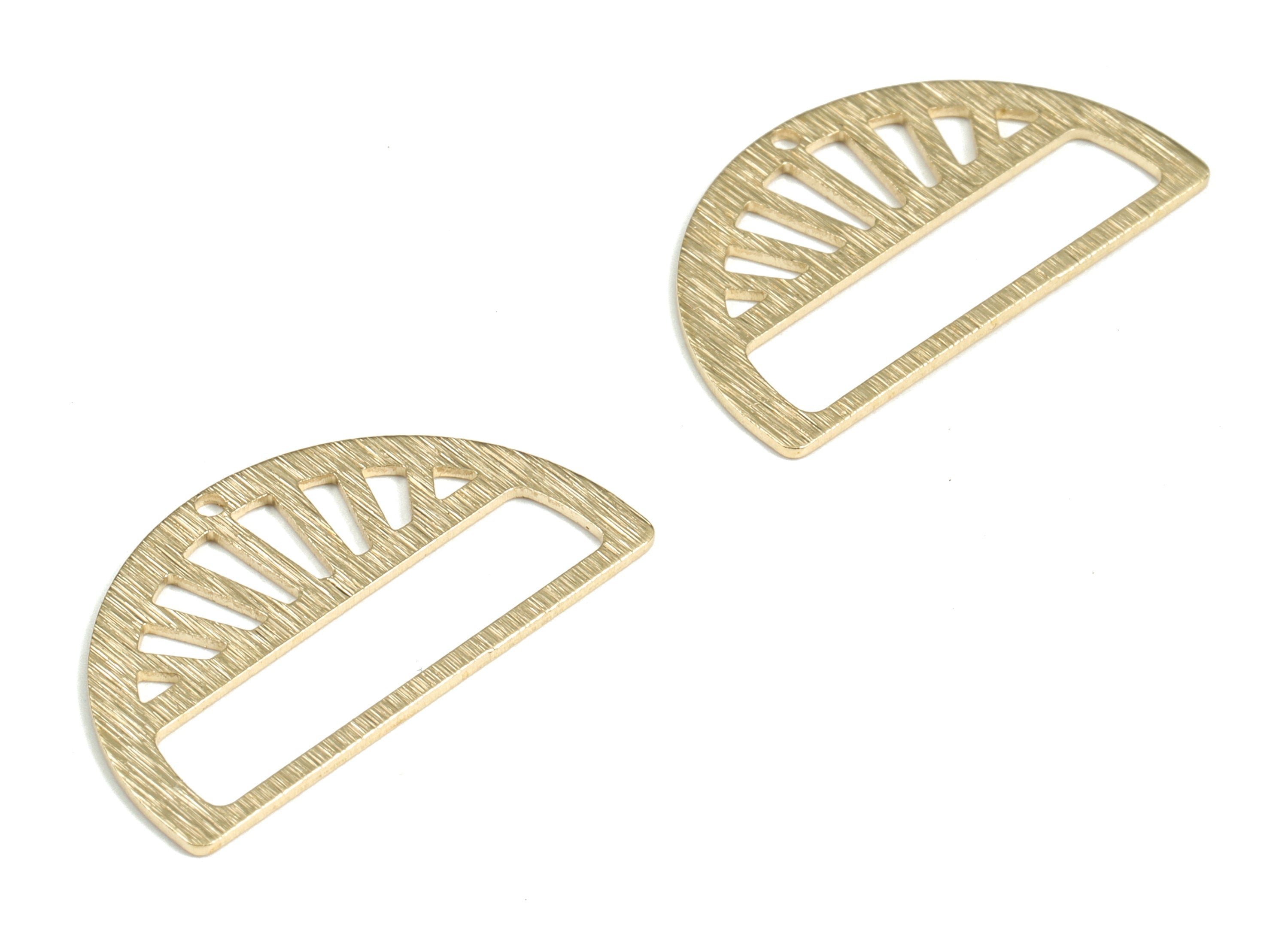 Brass Textured Semicircle Earring Connector - Raw Brass Half Moon Earring Charms - Jewelry Making Supplies - 30.06x17.42x0.78mm - PP3829 - DOMEDBAZAAR