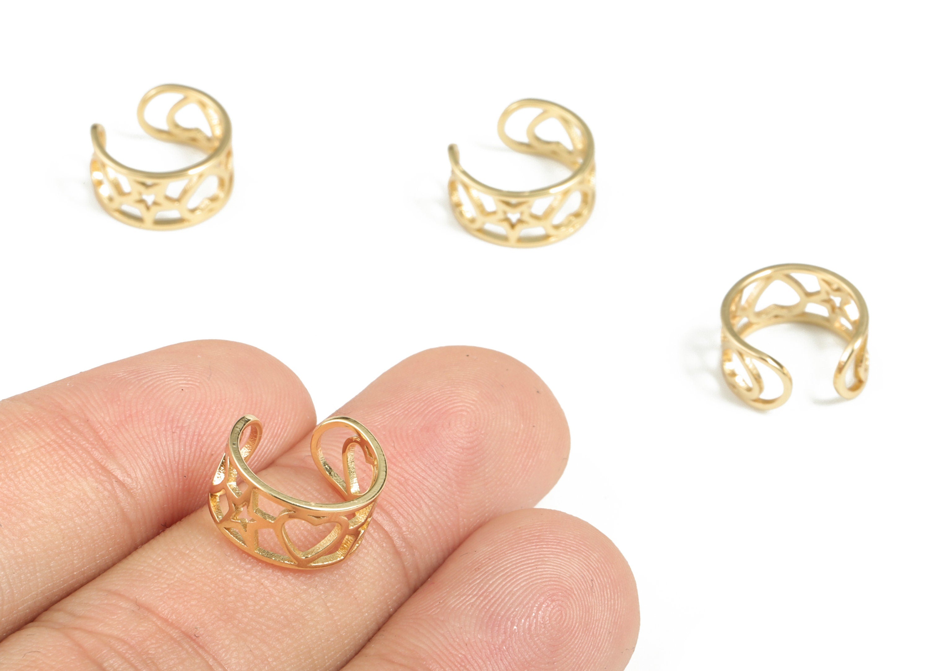 Ear Cuff No Piercing - Ear Cuff Jewelry – Earring Gold cuff - Ear Cuff Non Pierced - Fake Helix Piercing - 12.63x12.1x0.9mm - RGP2903 - DOMEDBAZAAR