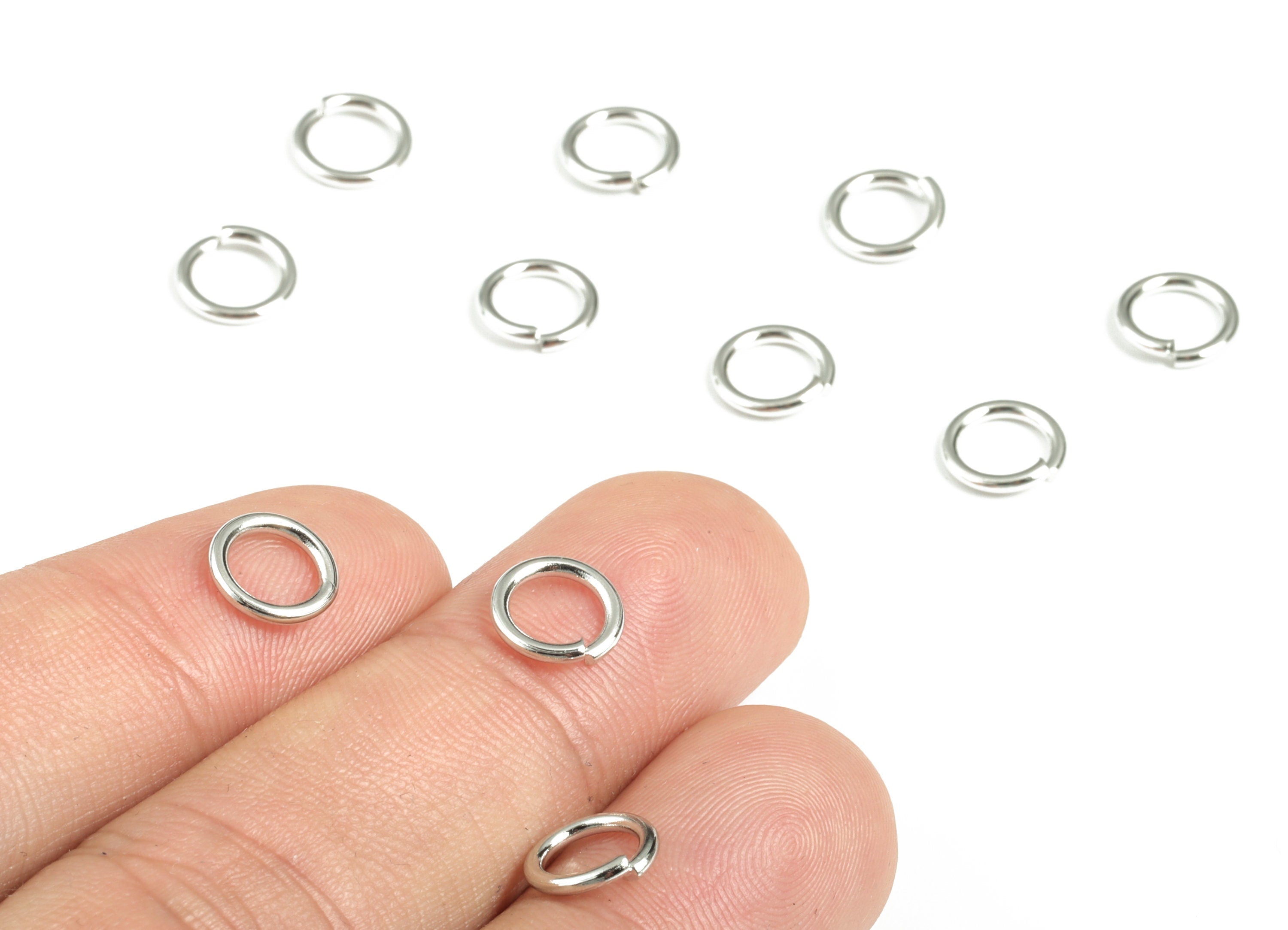 Brass Open 1.2X8 Jump Rings - Silver Tone Plated - Brass Open Jump Rings - Jewelry Making Supplies - 8.09x8.09x1.21mm - PP1585S - DOMEDBAZAAR