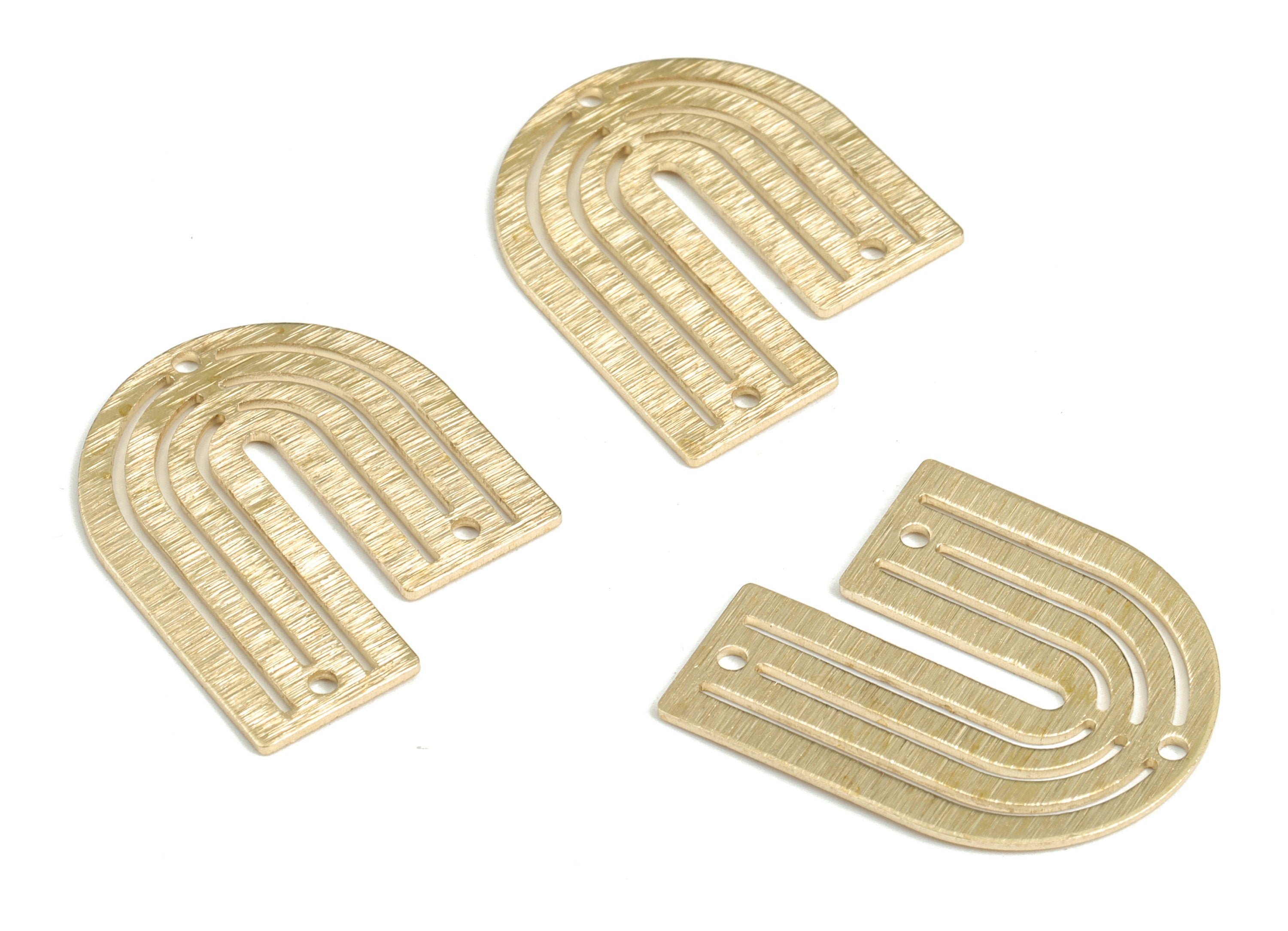 Brass Textured Rainbow Earring Connector - Raw Brass Rainbow Earring Charms - 3 Holes - Jewelry Making Supplies - 27x22.82x0.99mm - PP3825 - DOMEDBAZAAR