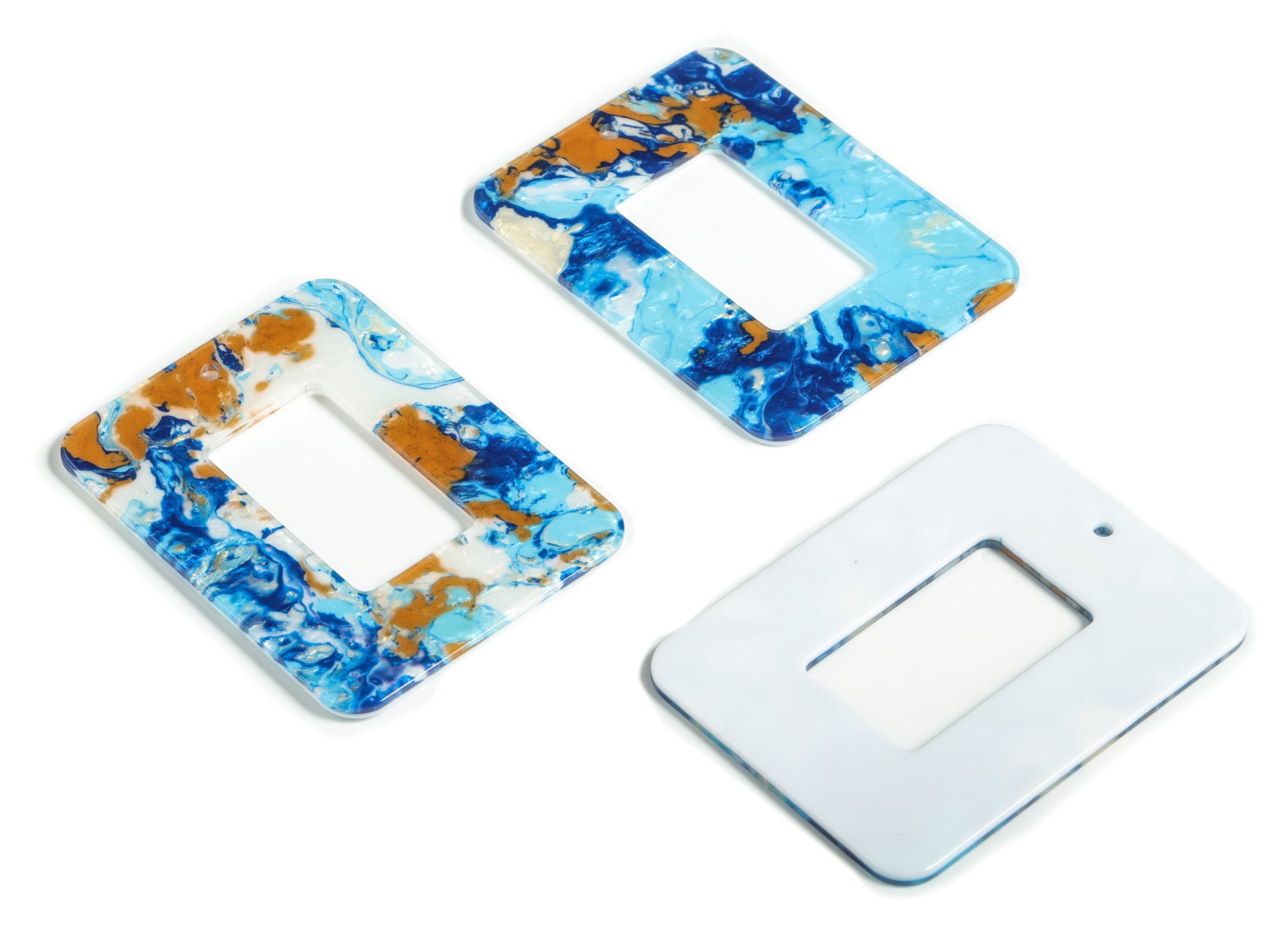 Acrylic Rectangle Earring Charms - Rectangle Pendant - Earring Findings - Jewelry Supplies - Color Code: A387 - 64.6x49x2.5mm - AC1106-A387 - DOMEDBAZAAR