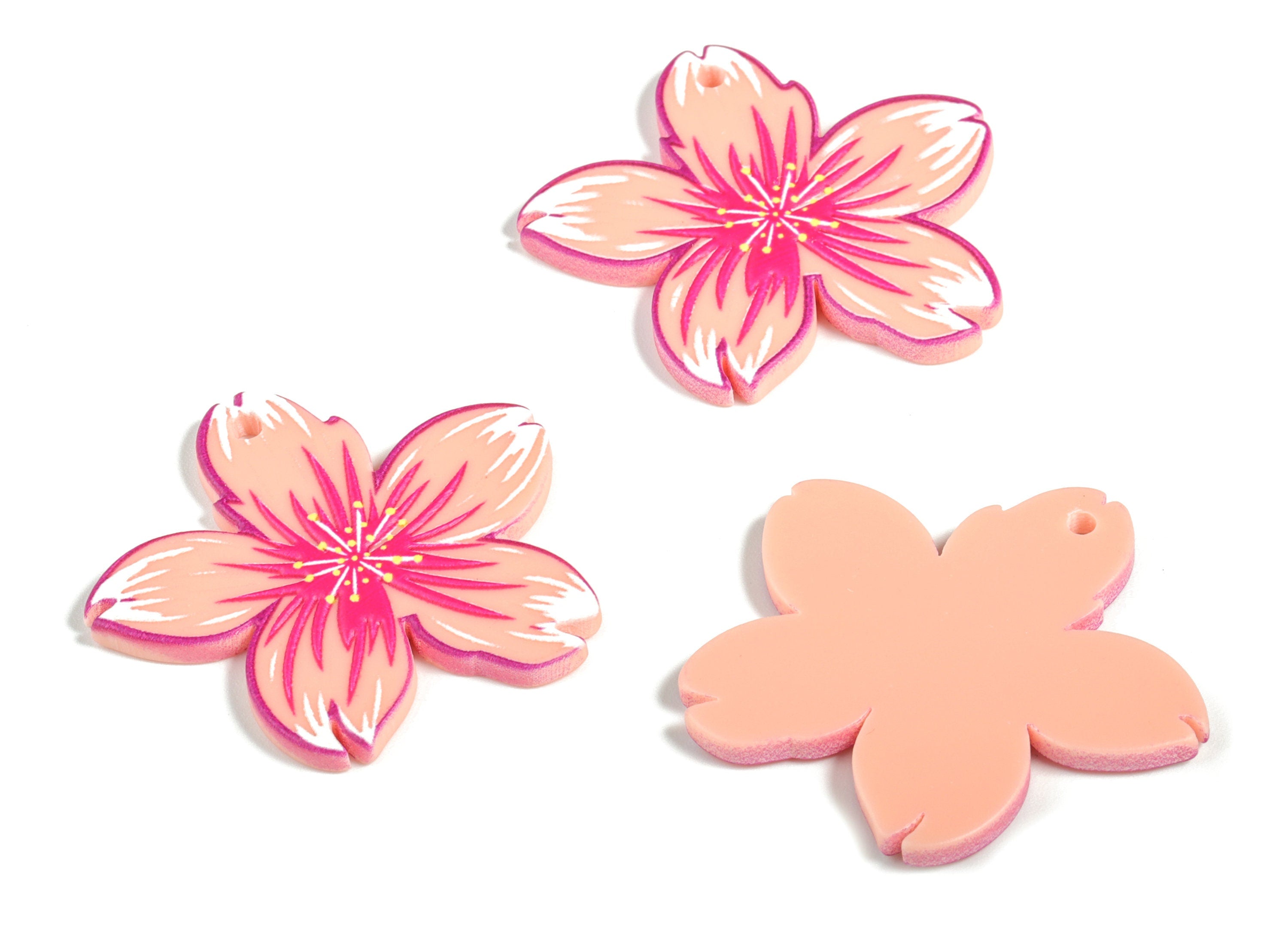 Acrylic Flower Earring Charms - Acrylic Flower Pendant - Earring Findings - Jewelry Making Supplies - 35.52x34.38x3.01mm - AC2227 - DOMEDBAZAAR