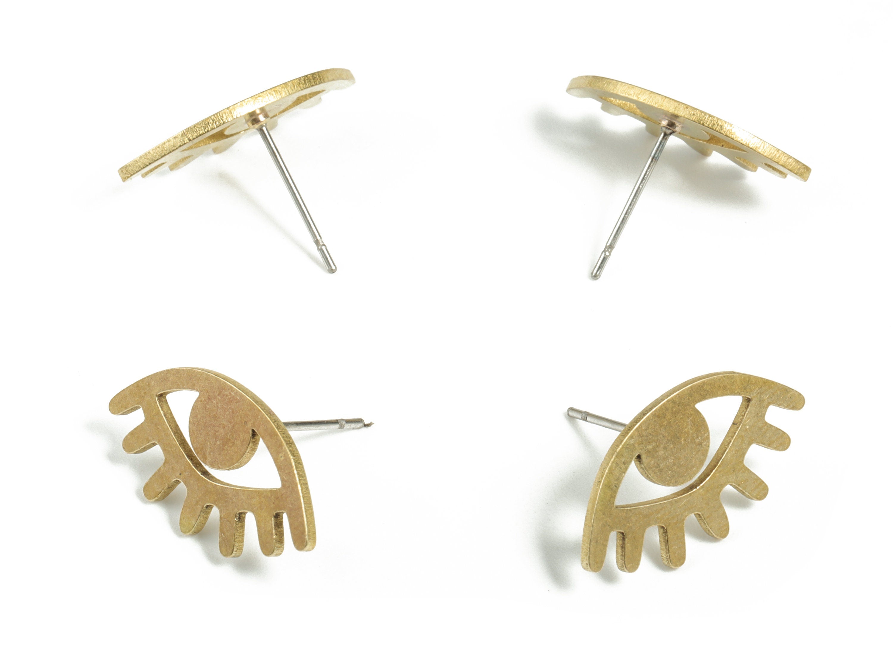 Raw Brass 316 Surgical Stainless Steel Stud – Brass Eye Earring Stud -Jewelry Making Supplies – 20.10x11.18x1.00mm - PP3773 - DOMEDBAZAAR