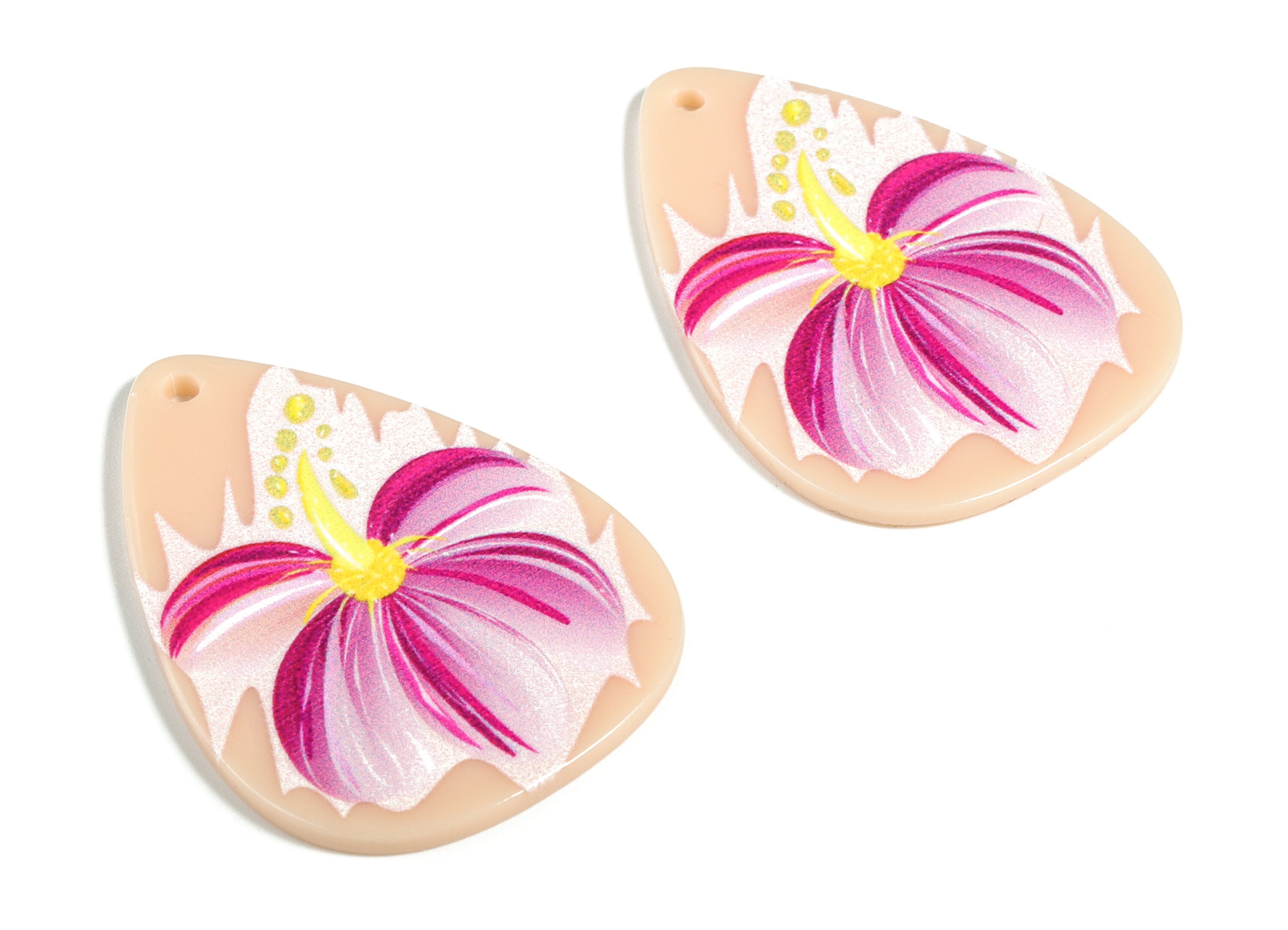 Acrylic Drop Flower Earring Charms - Acrylic Purple Flower Pendant Charms – DIY Jewelry Making Supplies - 44.27x32.70x2.38mm - AC2226 - DOMEDBAZAAR