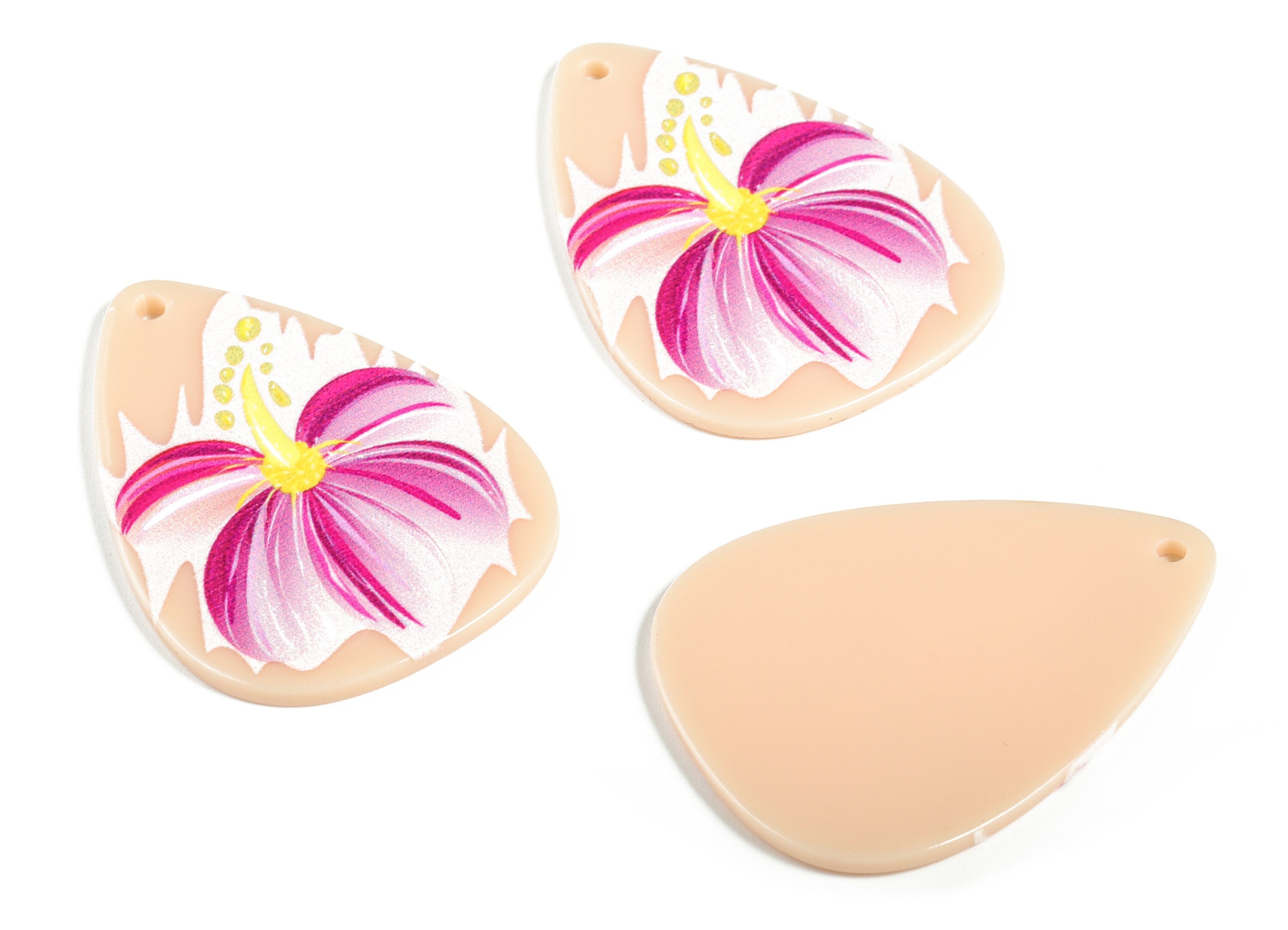 Acrylic Drop Flower Earring Charms - Acrylic Purple Flower Pendant Charms – DIY Jewelry Making Supplies - 44.27x32.70x2.38mm - AC2226 - DOMEDBAZAAR