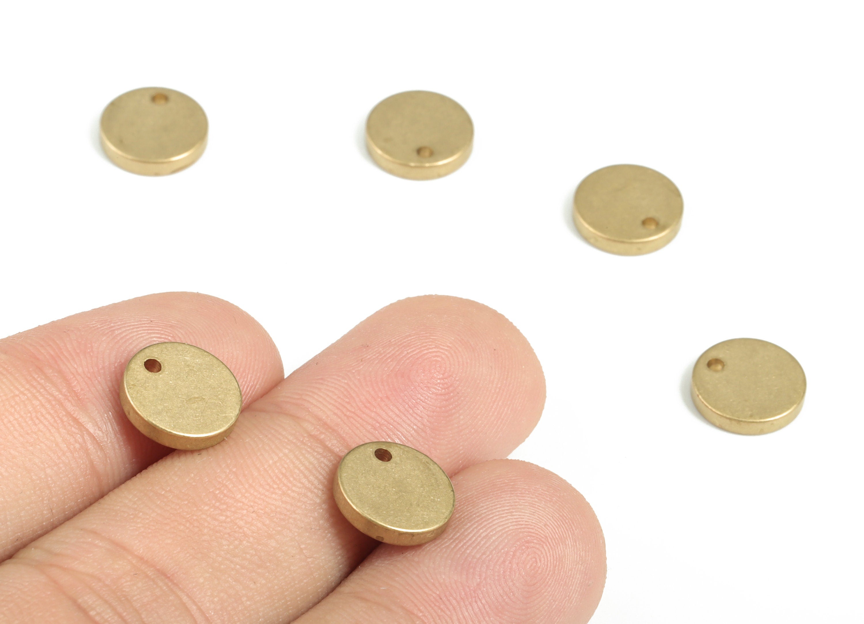 Brass Round Earring Charms - Raw Brass Circle Pendant - Earring Findings - Jewelry Making Supplies - 9.98x9.98x1.95mm - PP3926 - DOMEDBAZAAR