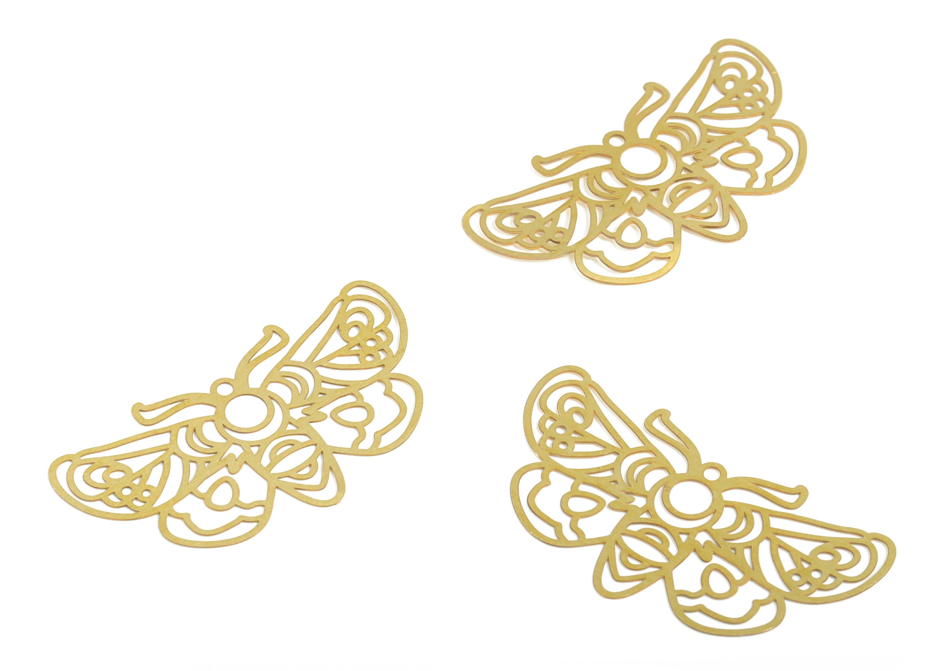 Brass Butterfly Earring Charms - Raw Brass Butterfly Pendant - Earring Findings - Jewellery Making Supplies - 41.61x22.90x0.29mm - JJB6623 - DOMEDBAZAAR