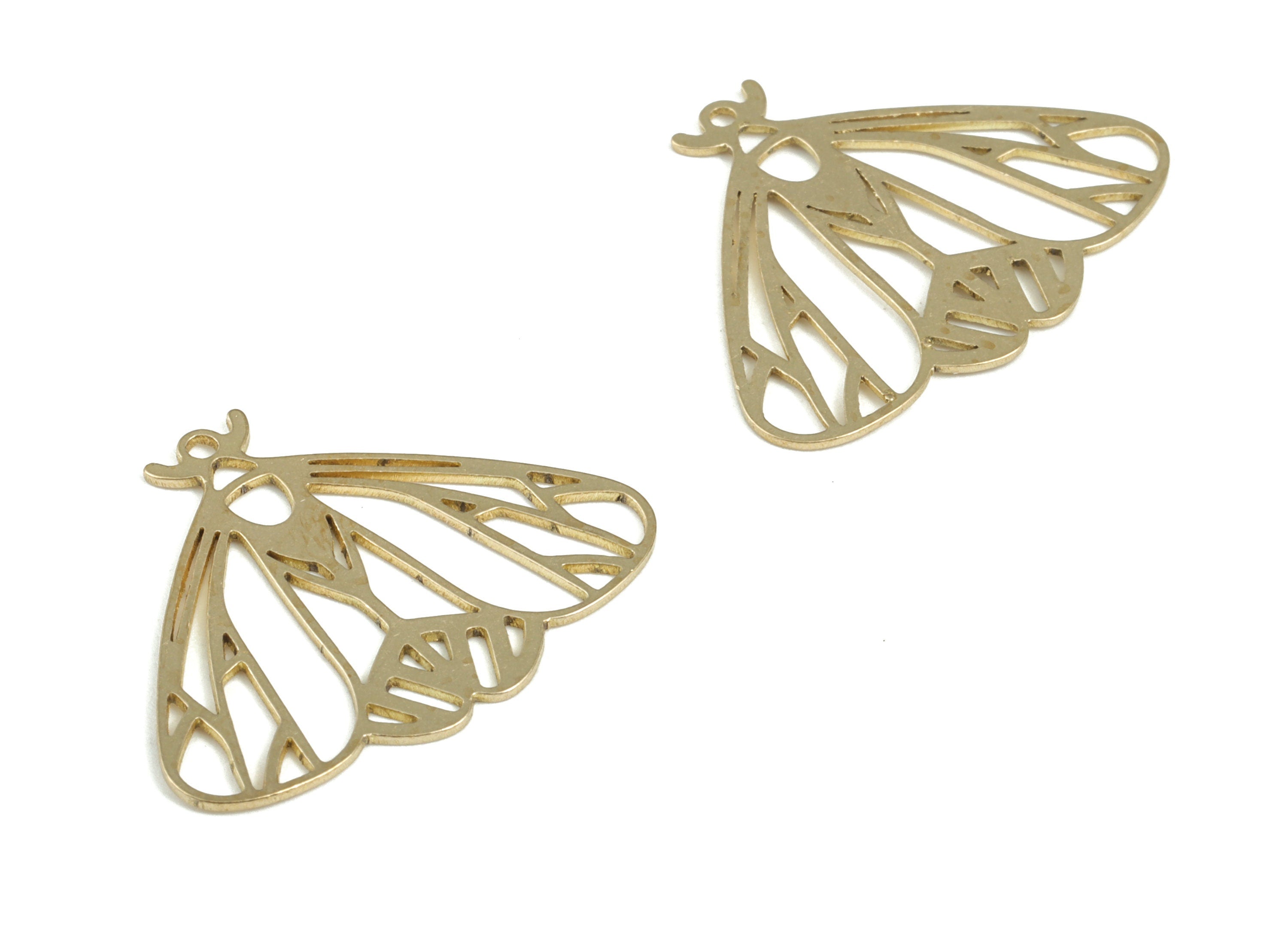 Brass Hollow Butterfly Earring Charms - Raw Brass Butterfly Pendant - Earring Findings - Jewelry Making Supplies - 27.3x21.4x0.6mm - PP3779 - DOMEDBAZAAR