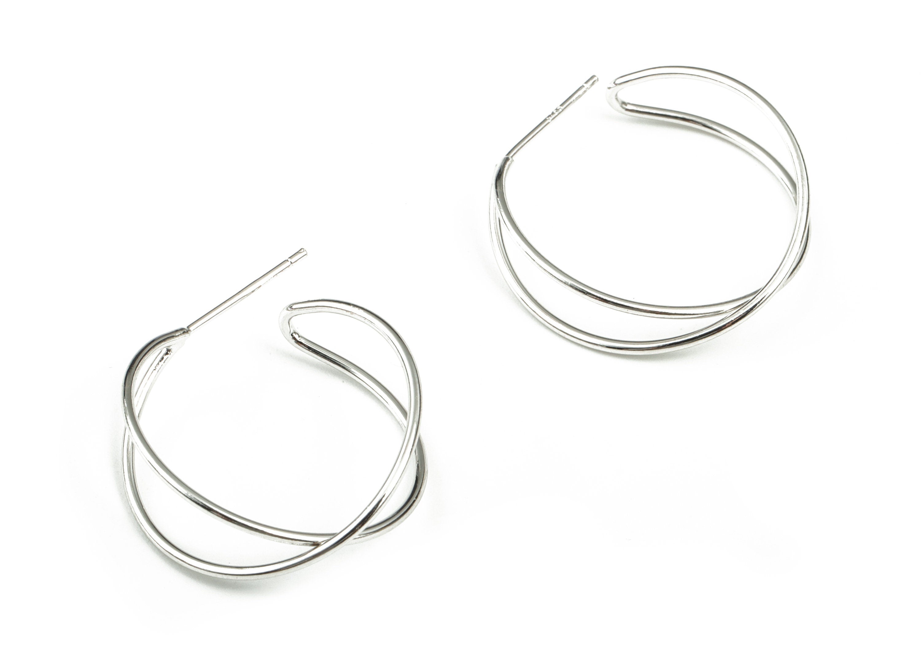Brass316 Surgical Stainless Steel Stud- Raw Brass Earring Charms - 18K Real White Gold Plated - Jewelry Making - 23.05x9.36x1.3mm - RGP2326S - DOMEDBAZAAR