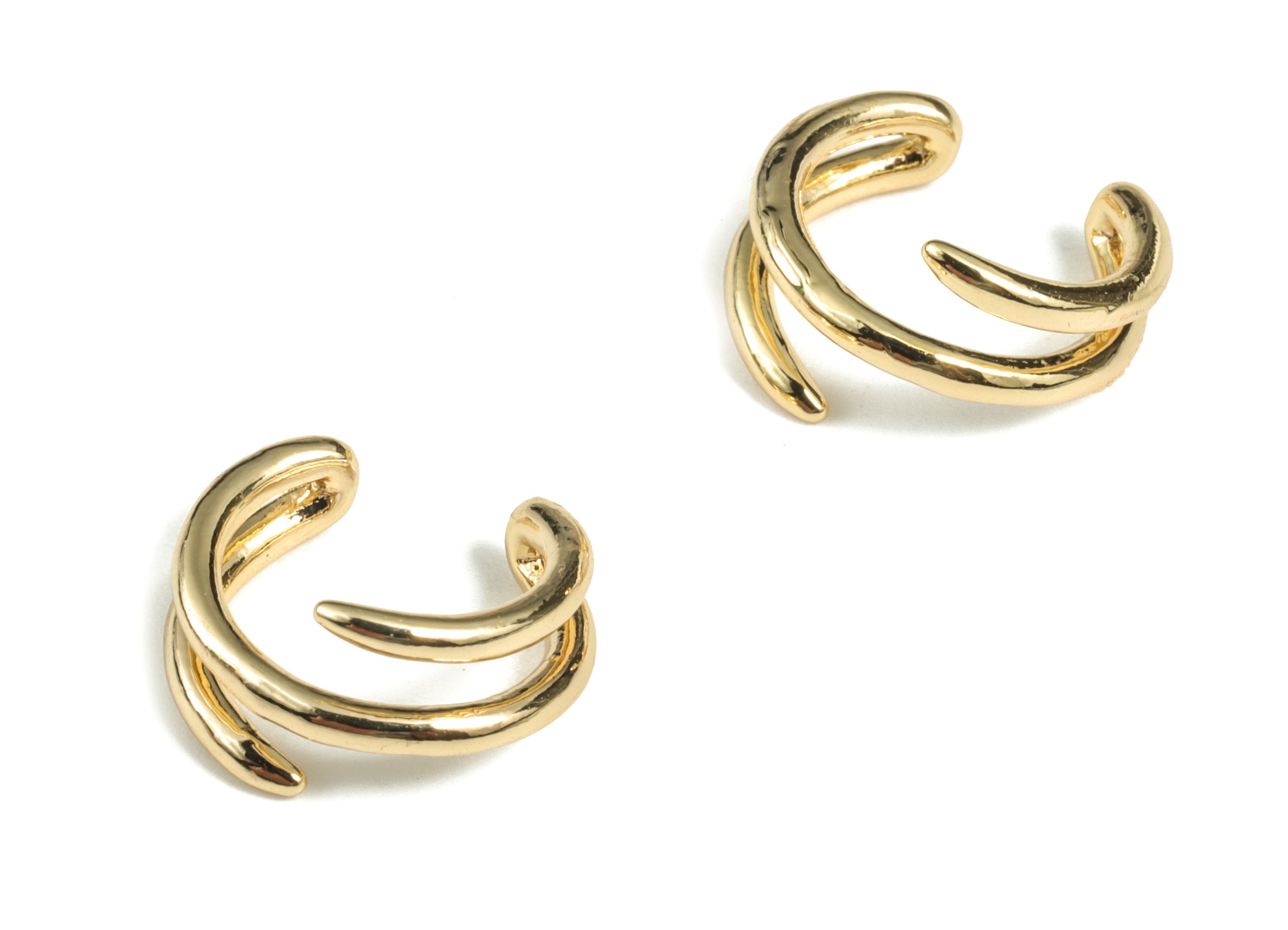 Brass Minimal Edgy Ear cuff Jewelry Charm - 18K Real Gold Plated Brass Pierced Earring – Jewelry Supplies – 12.94x11.99x1.95mm - RGP2825 - DOMEDBAZAAR