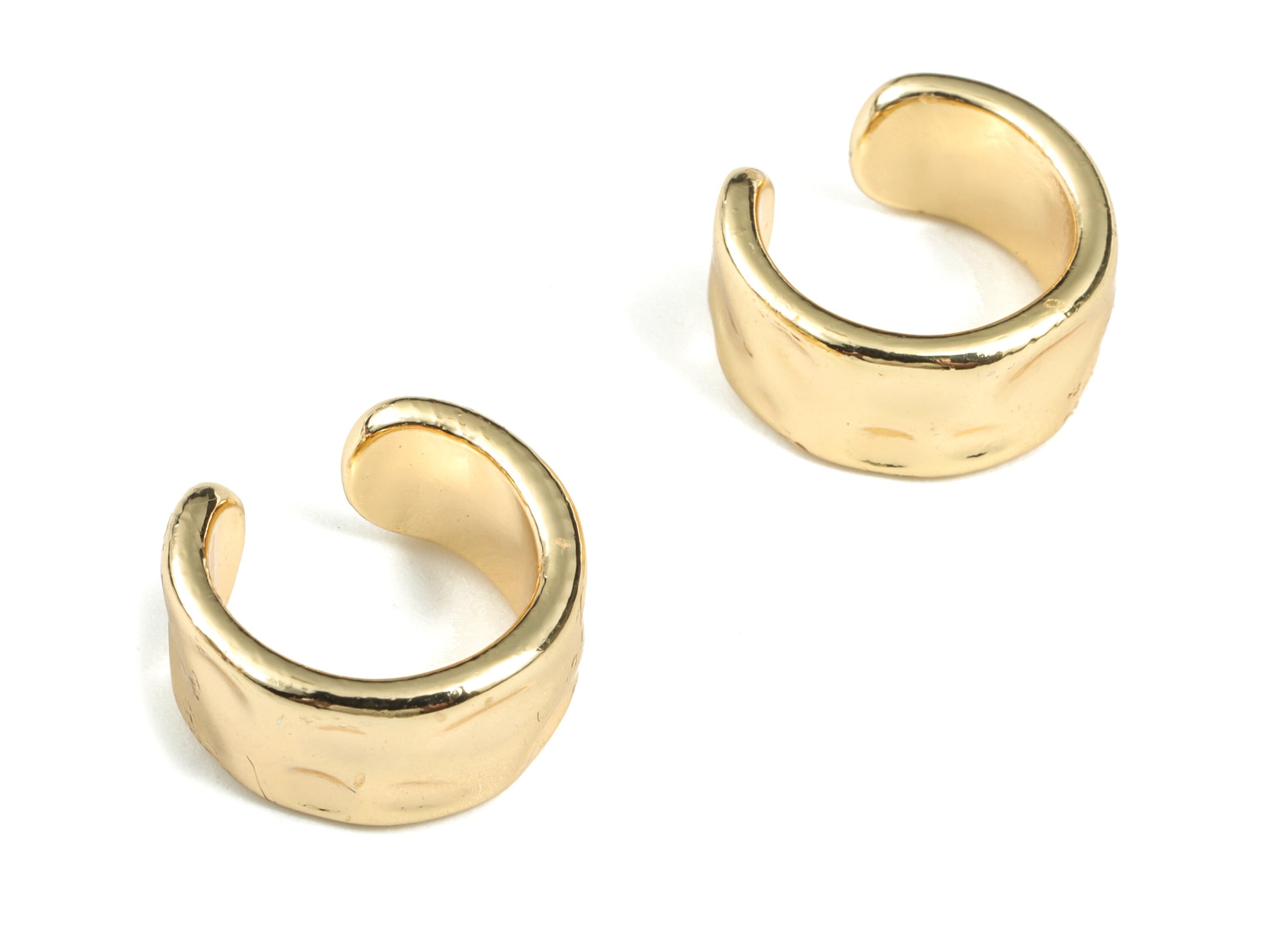 Brass Thick Ear Cuff Jewelry Charm - 18K Real Gold Plated Brass – Earring Findings - Jewelry Making Supplies – 16.38x14.83x1.8mm - RGP2826 - DOMEDBAZAAR