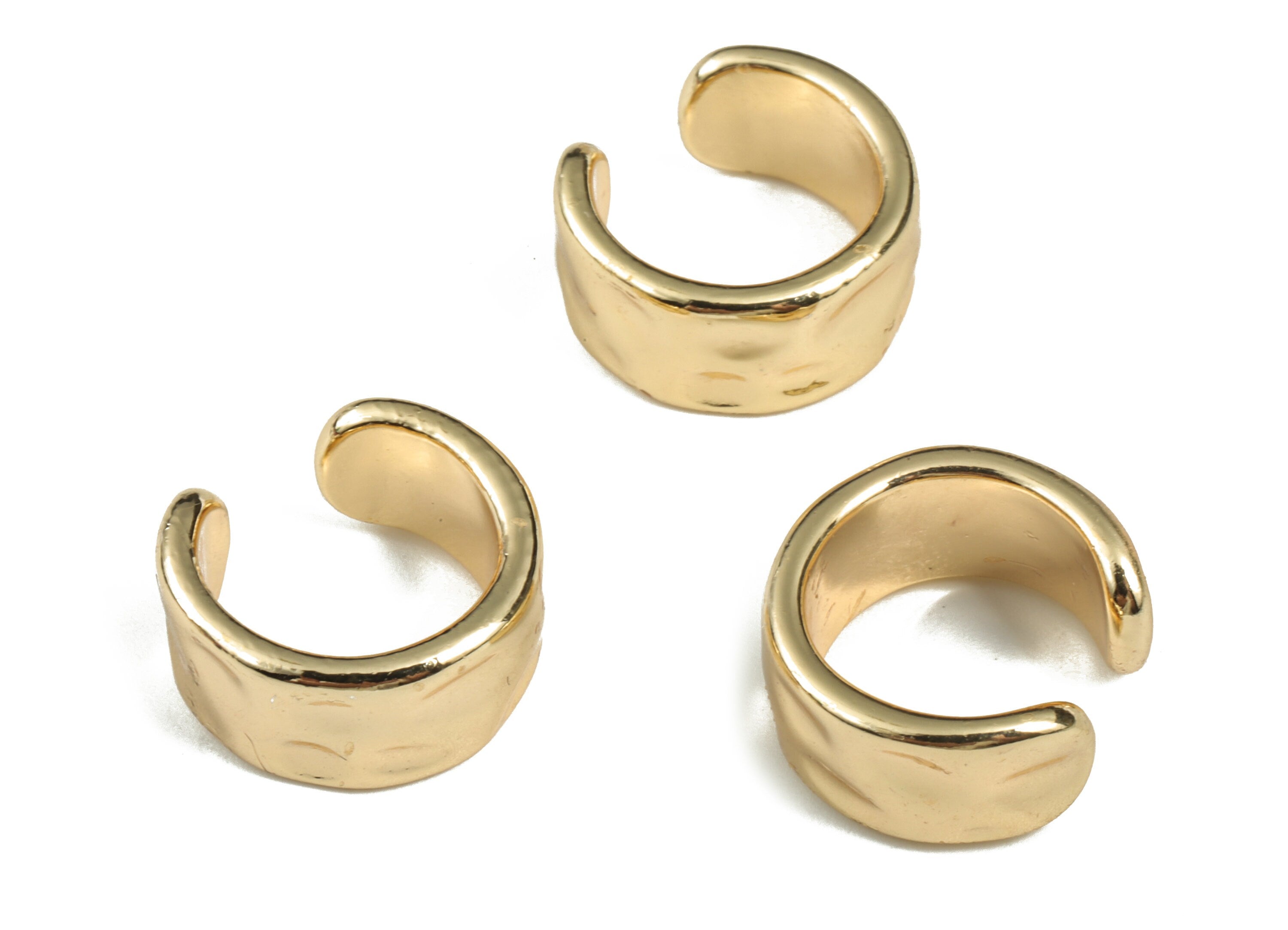 Brass Thick Ear Cuff Jewelry Charm - 18K Real Gold Plated Brass – Earring Findings - Jewelry Making Supplies – 16.38x14.83x1.8mm - RGP2826 - DOMEDBAZAAR