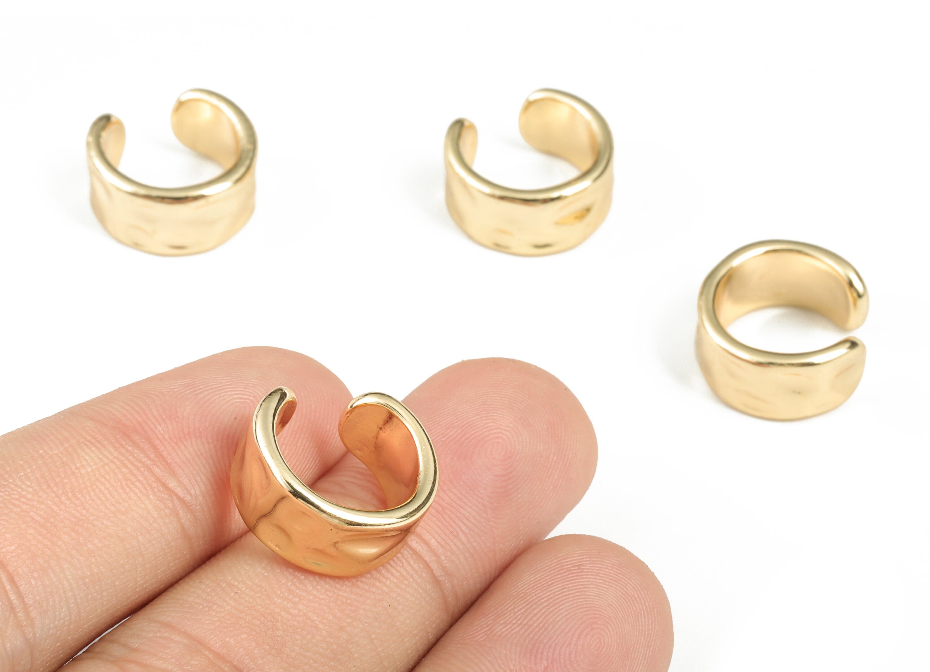 Brass Thick Ear Cuff Jewelry Charm - 18K Real Gold Plated Brass – Earring Findings - Jewelry Making Supplies – 16.38x14.83x1.8mm - RGP2826 - DOMEDBAZAAR