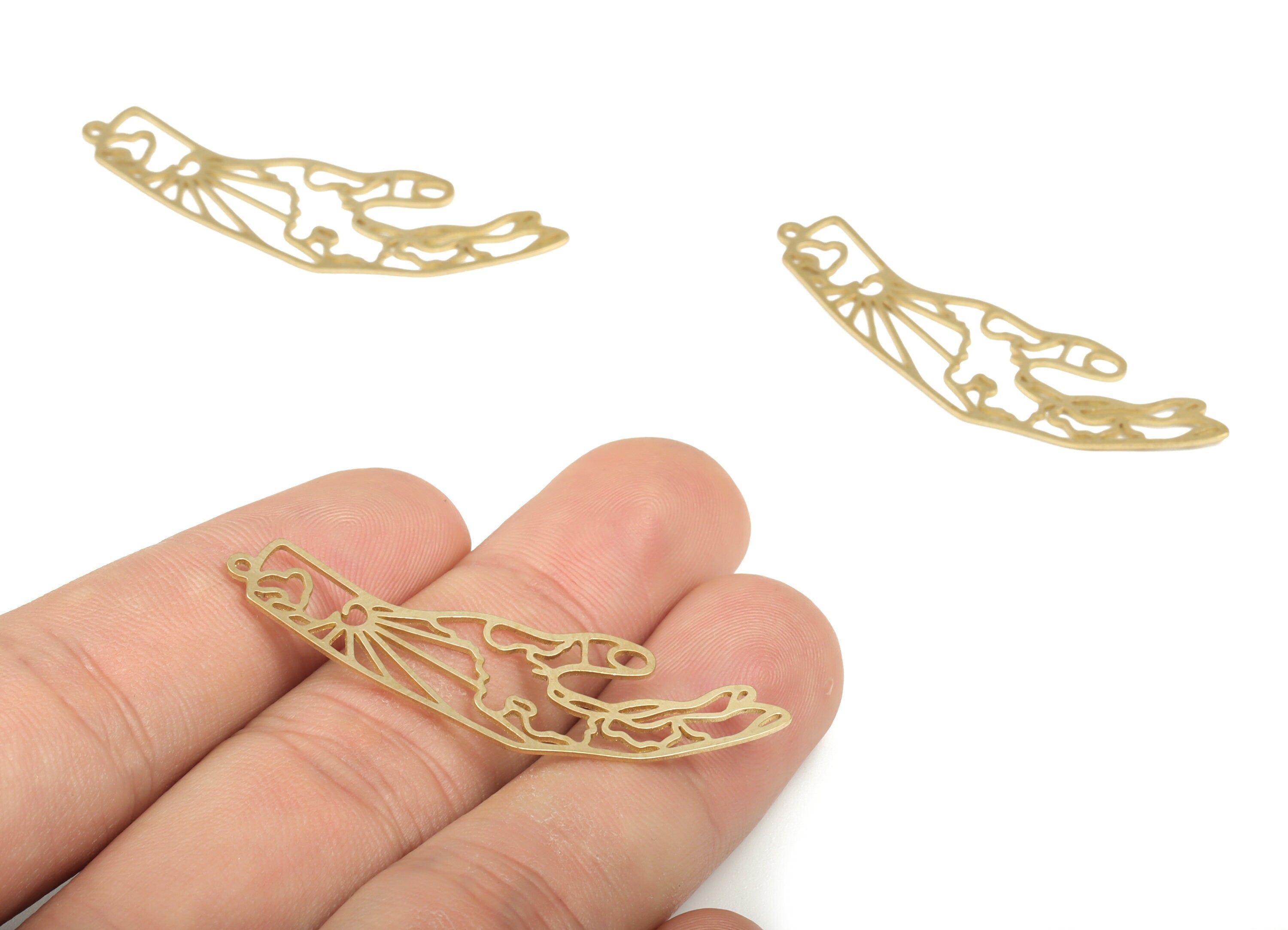 Raw Brass Hand Charm – Raw Brass Hand Pendant Charm – Hand Earring Charm for Women - Jewelry Making Supplies - 46.5× 13.95×0.57mm - PP3930 - DOMEDBAZAAR