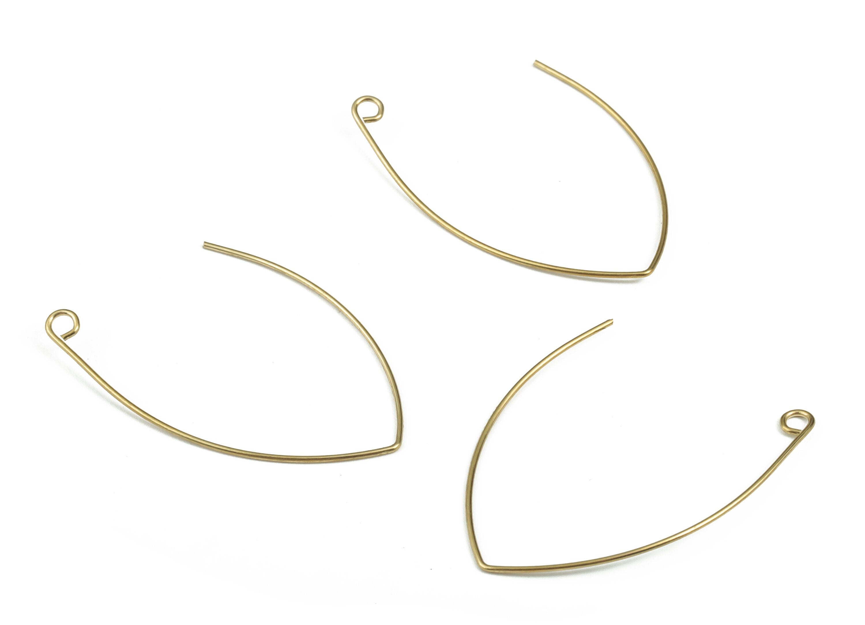 Brass V Earring Wire - Raw Brass V Earring Hook - Earring Hook - Jewelry Making Supplies - 39.82x21.17x0.68mm - PP3937 - DOMEDBAZAAR