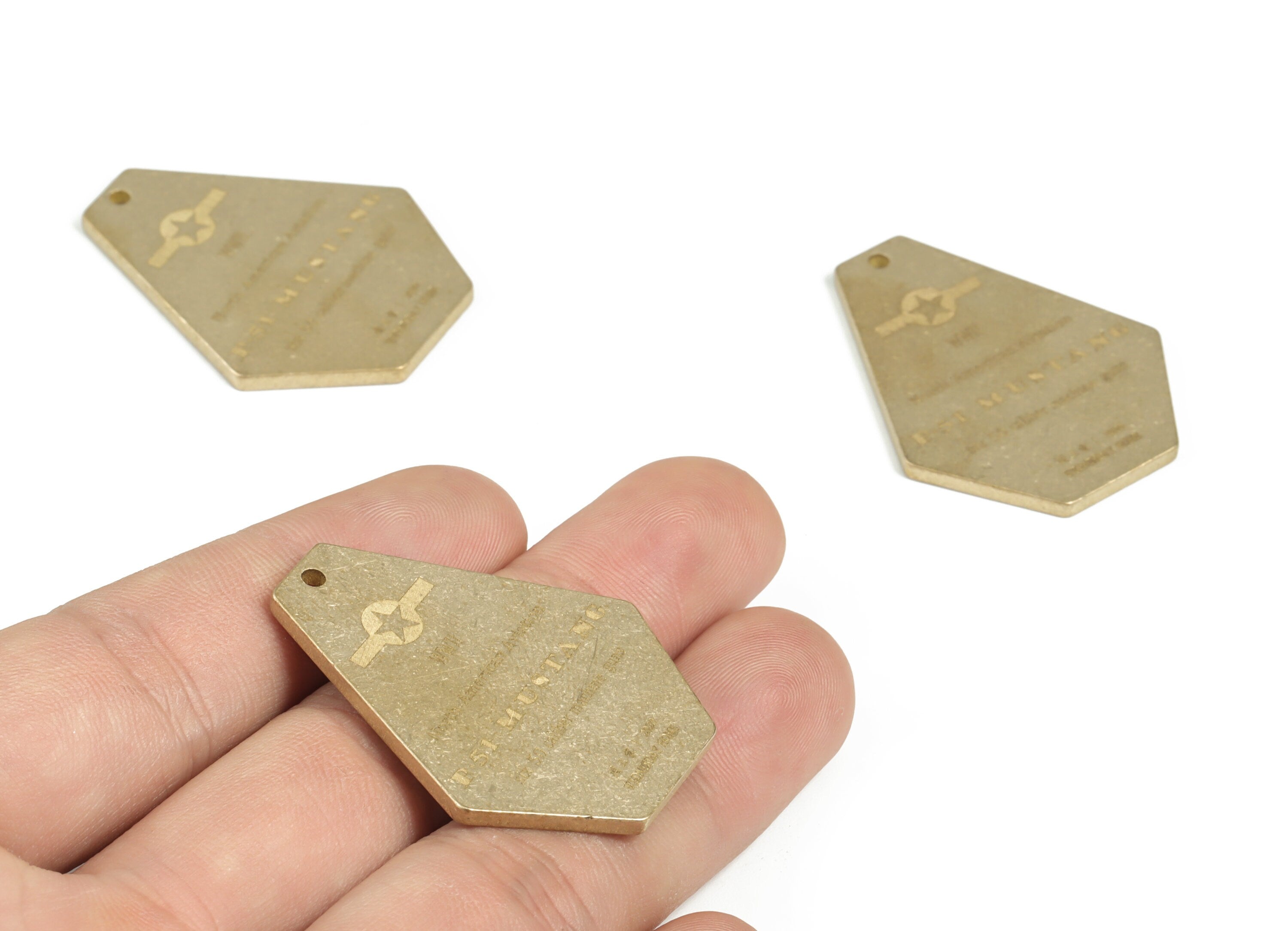 Brass Geometry Aircraft Earring Charms - Raw Brass Geometry Badge Pendant - Jewelry Making Supplies - 39.44x31.91x1.99mm - PP3946 - DOMEDBAZAAR