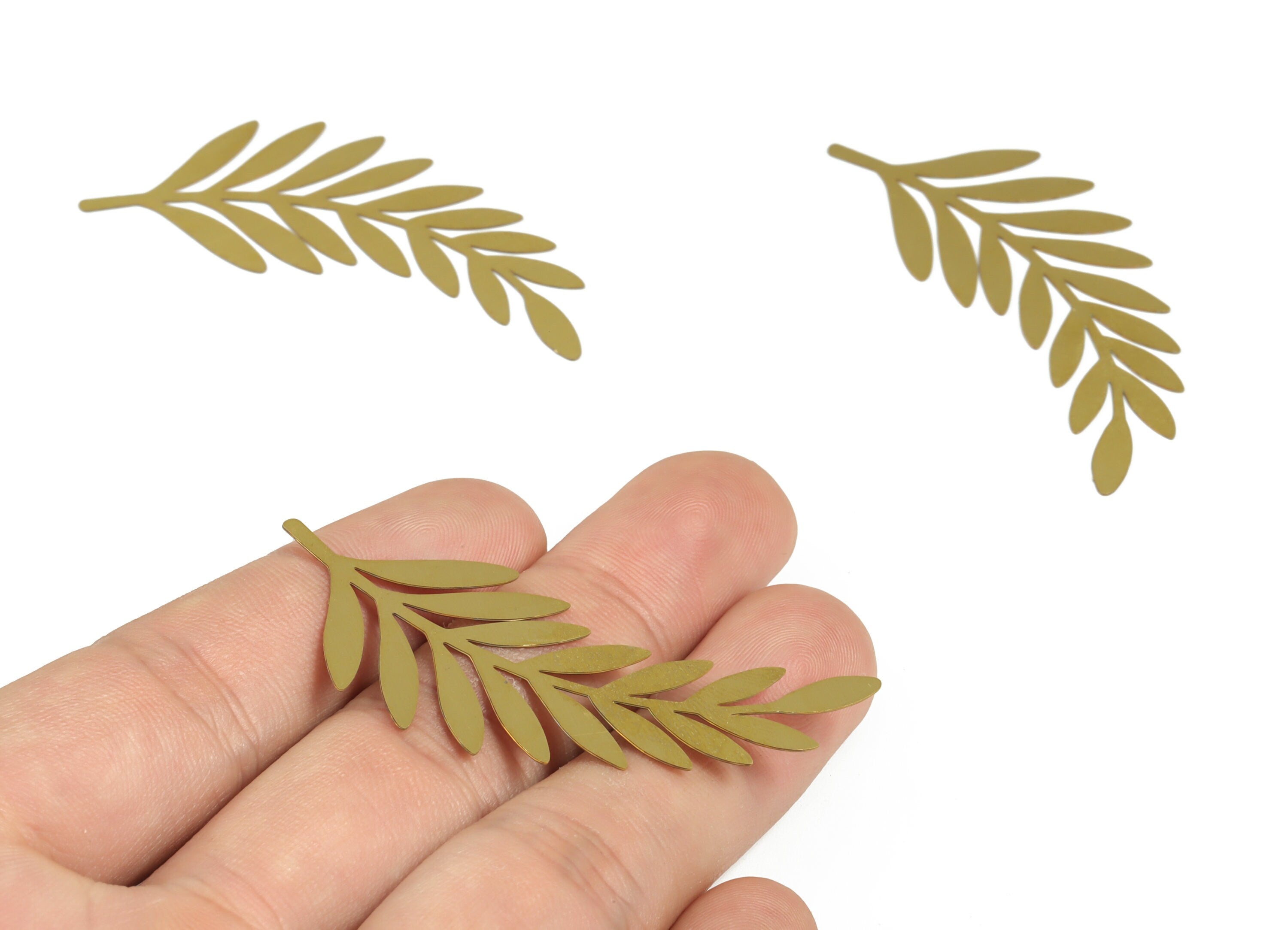 Raw Brass Leaf Charm - Raw Brass Leaf Charms Pendant - Leaves Earrings Charms - Jewellery Making - 57.41×23.18× 0.28mm - JJB6217 - DOMEDBAZAAR