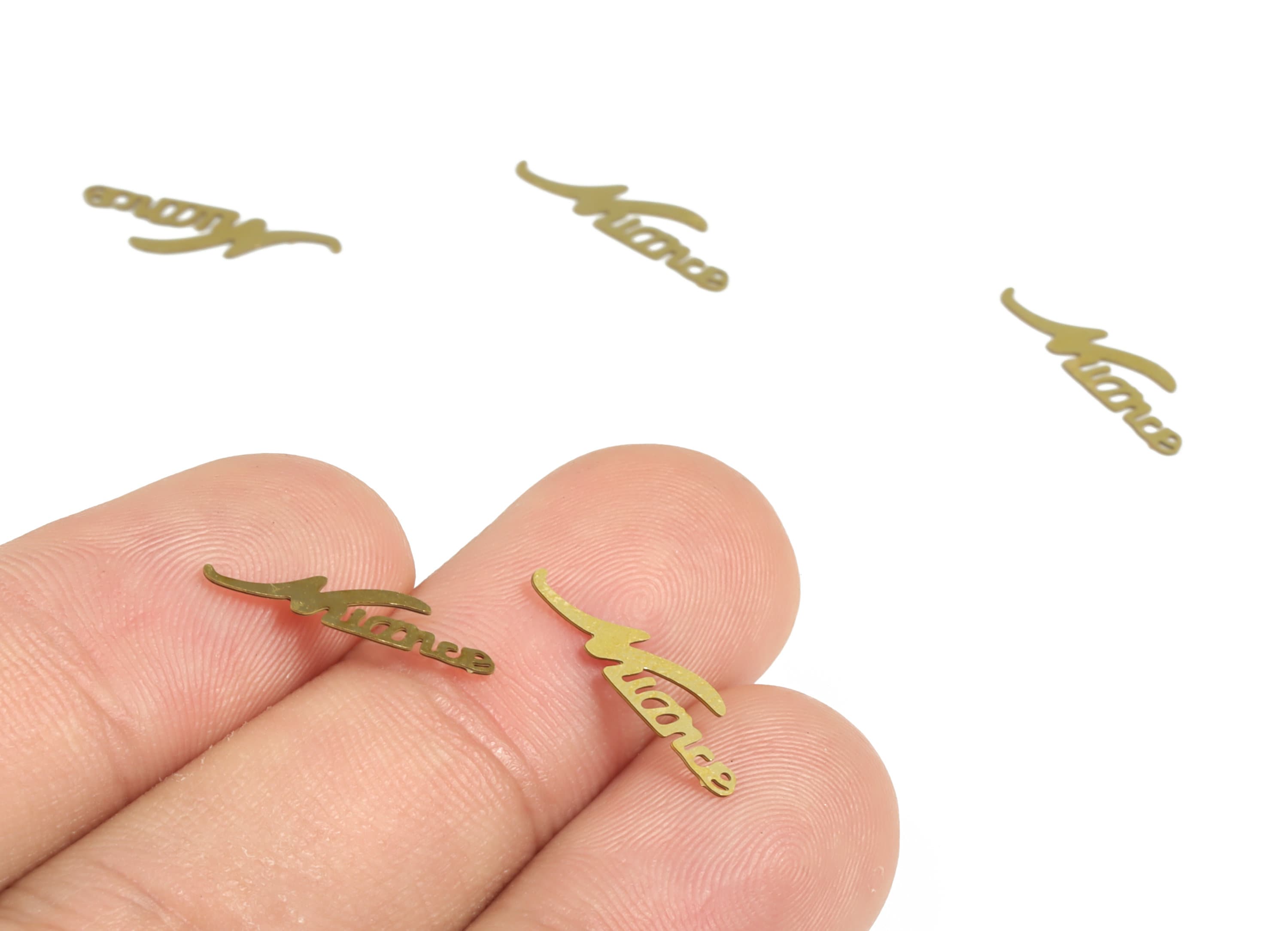 Raw Brass English Alphabet Charms – Brass Alphabet Earring Charm – Alphabet Pendant Charm – Jewelry Supplies – 16.71x4.56x0.3mm – JJC11802 - DOMEDBAZAAR