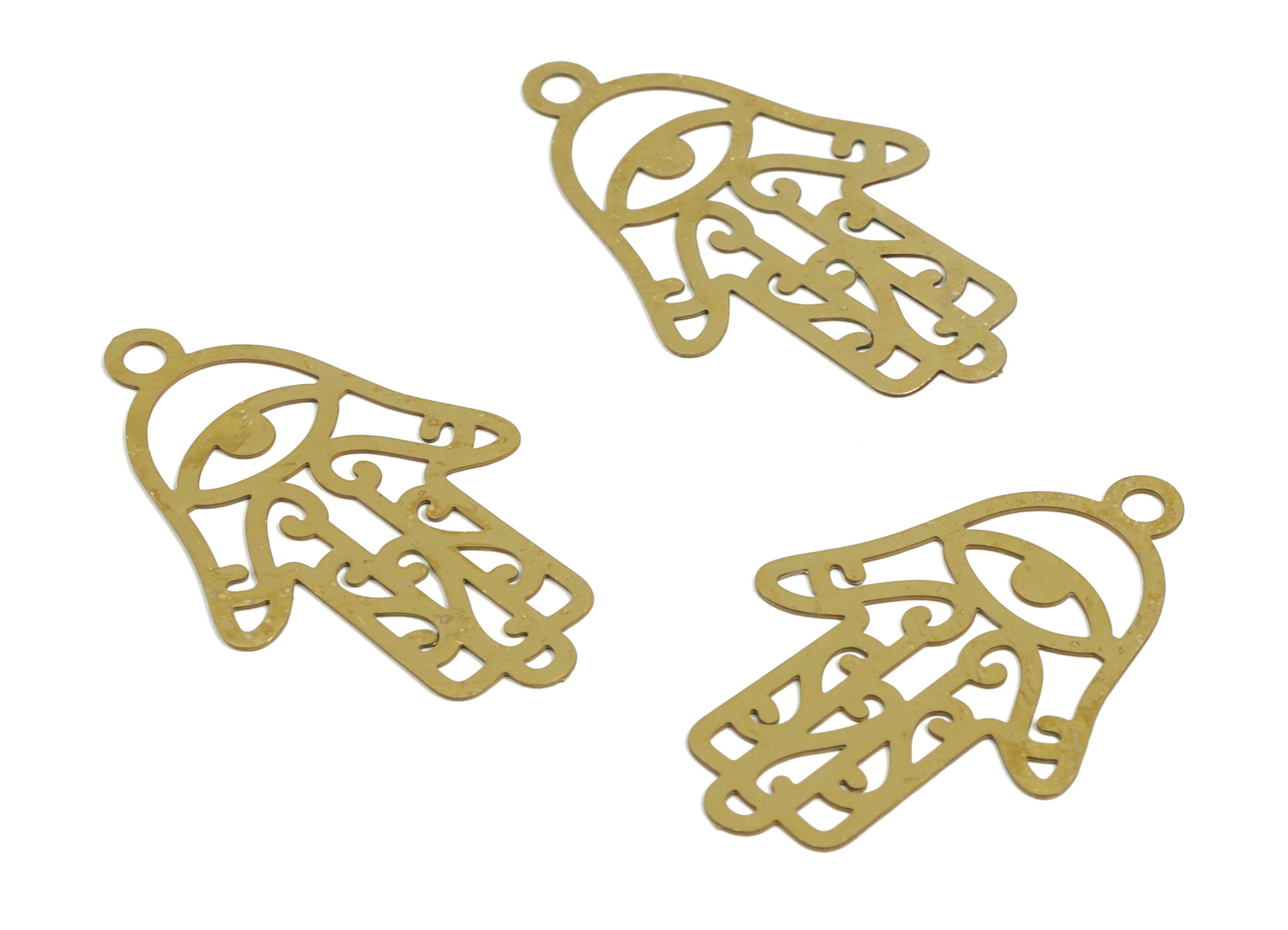 Raw Brass Hand-Eye Charm – Brass Hand-Eye Pendant Charm – Brass Earring Findings – Jewelry Making Supplies - 30.56× 19.21× 0.29mm - JJC11961 - DOMEDBAZAAR