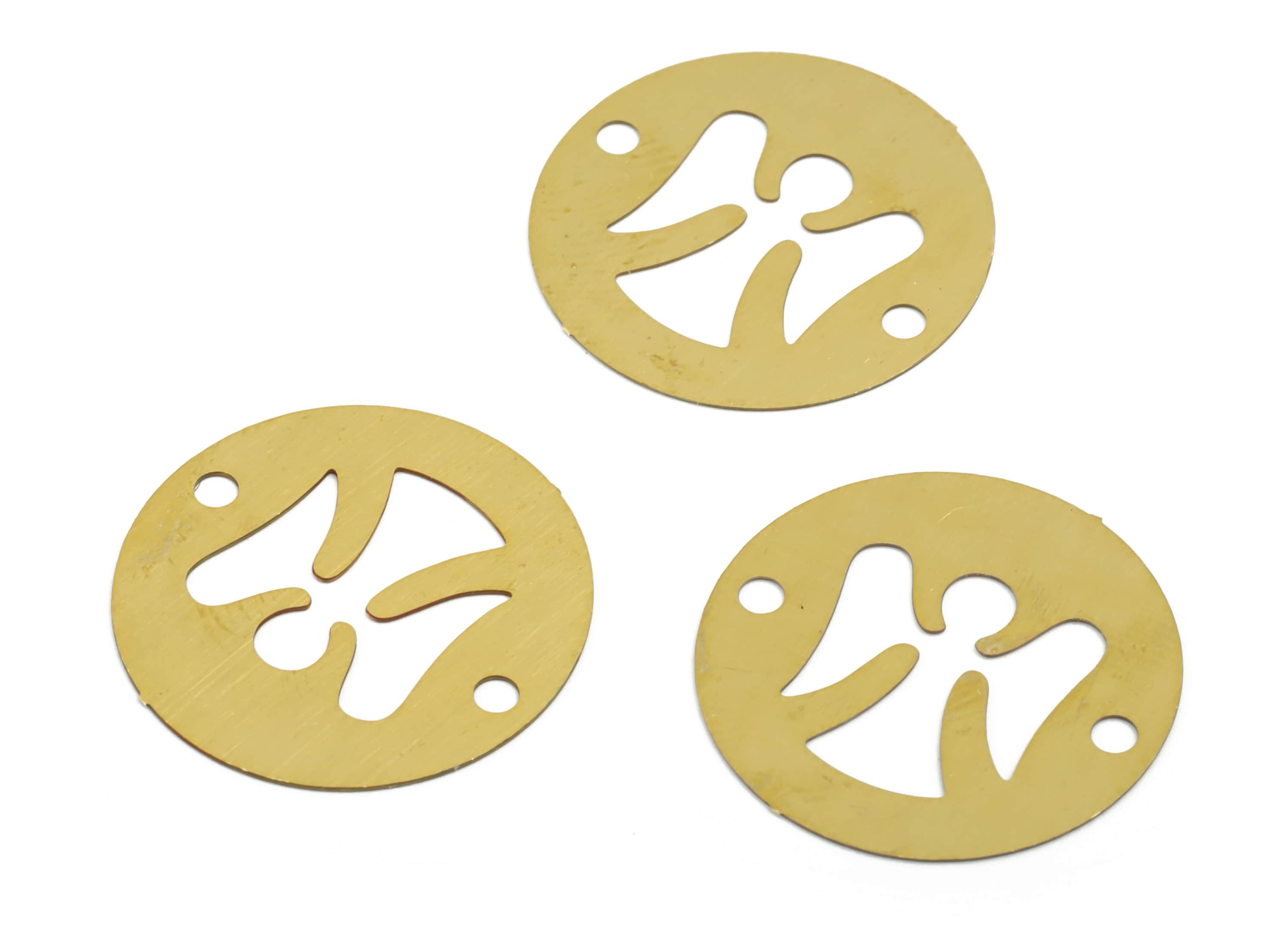 Brass Round Angel Connector – Raw Brass Angel Earring Charm – Circle Angel Charm – Jewelry Supplies - 19.85× 19.85 × 0.28mm - JJC11960 - DOMEDBAZAAR