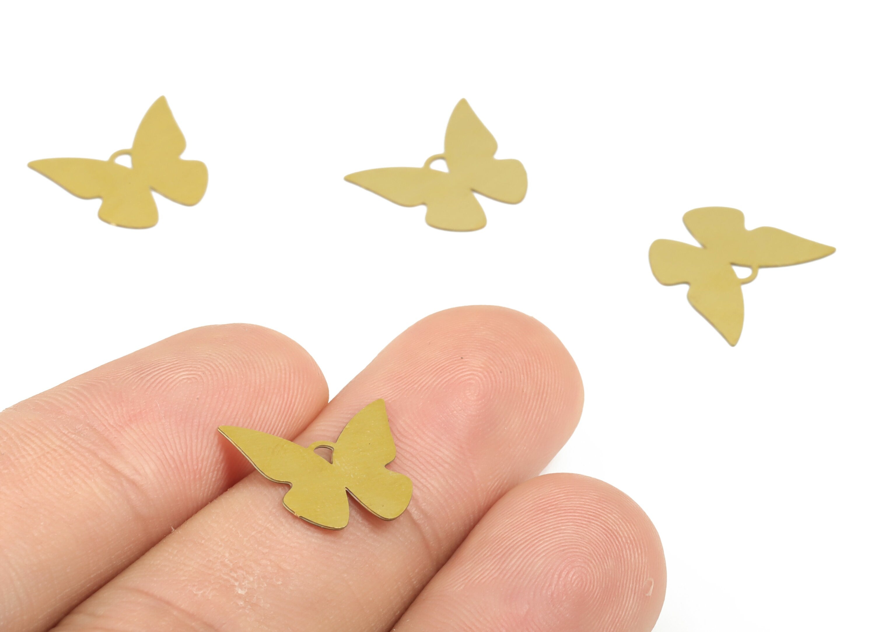 Brass Butterfly Earring Charms - Raw Brass Butterfly Pendant - Earring Findings - Jewellery Making Supplies - 14.63x12.77x0.29mm - JJC11798 - DOMEDBAZAAR