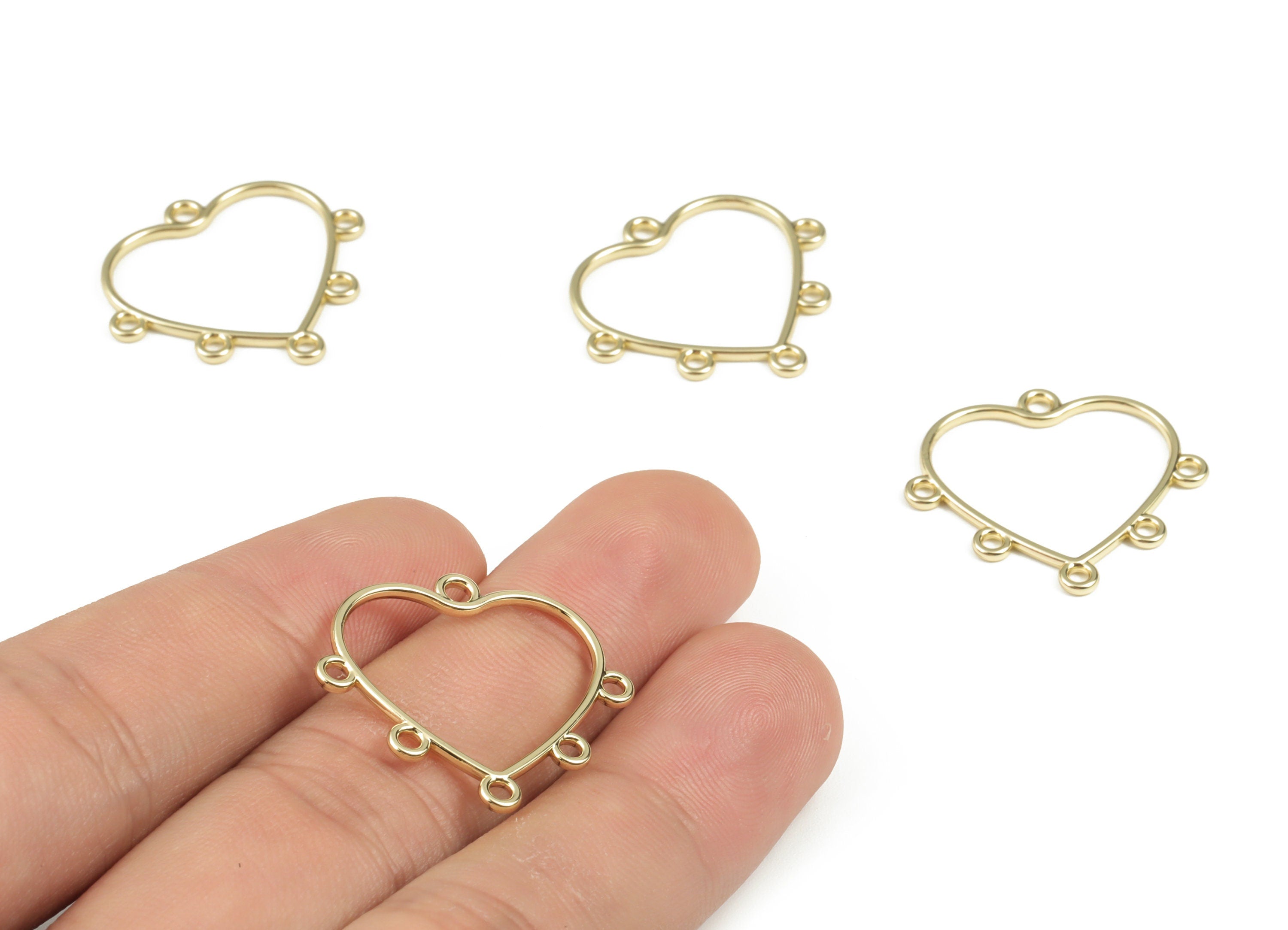 Alloy Heart Earring Charms – Alloy Heart Connector - Gold Tone Plated Alloy - Jewelry Making Supplies - 26.26x23.89x1.3mm - ZZ1970 - DOMEDBAZAAR