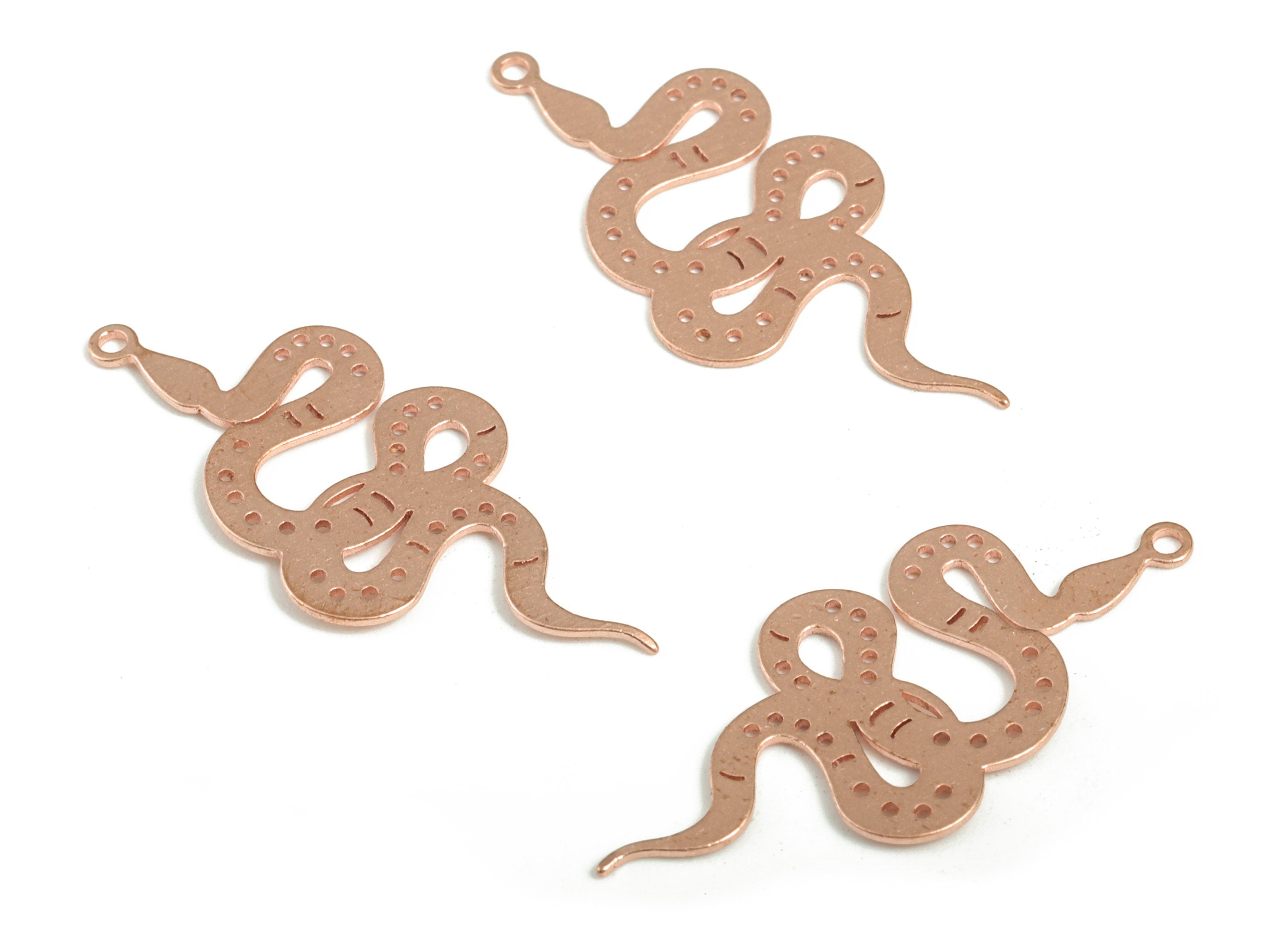 Raw Copper Snake Earring Charm - Snake Pendant - Jewelry Making Supplies Snake - Jewelry Gift for Snake Lovers - 32.36x14.88x0.57mm - PP3851 - DOMEDBAZAAR
