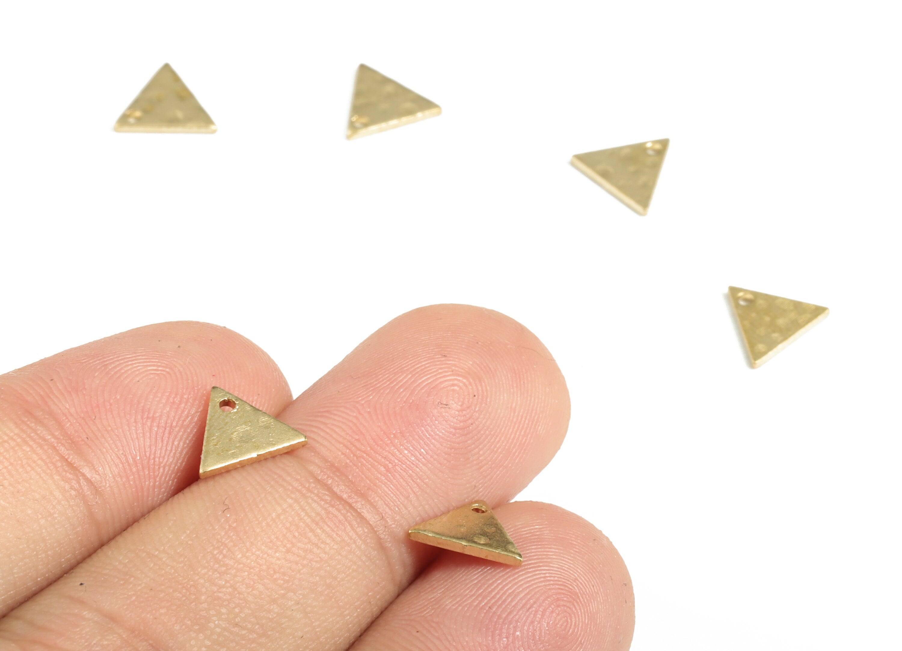 Brass Hammered Triangle Earring Charms - Raw Brass Triangle Pendant - Earring Findings - Jewelry Making Supplies - 8.85x7.63x0.96mm - PP3862 - DOMEDBAZAAR