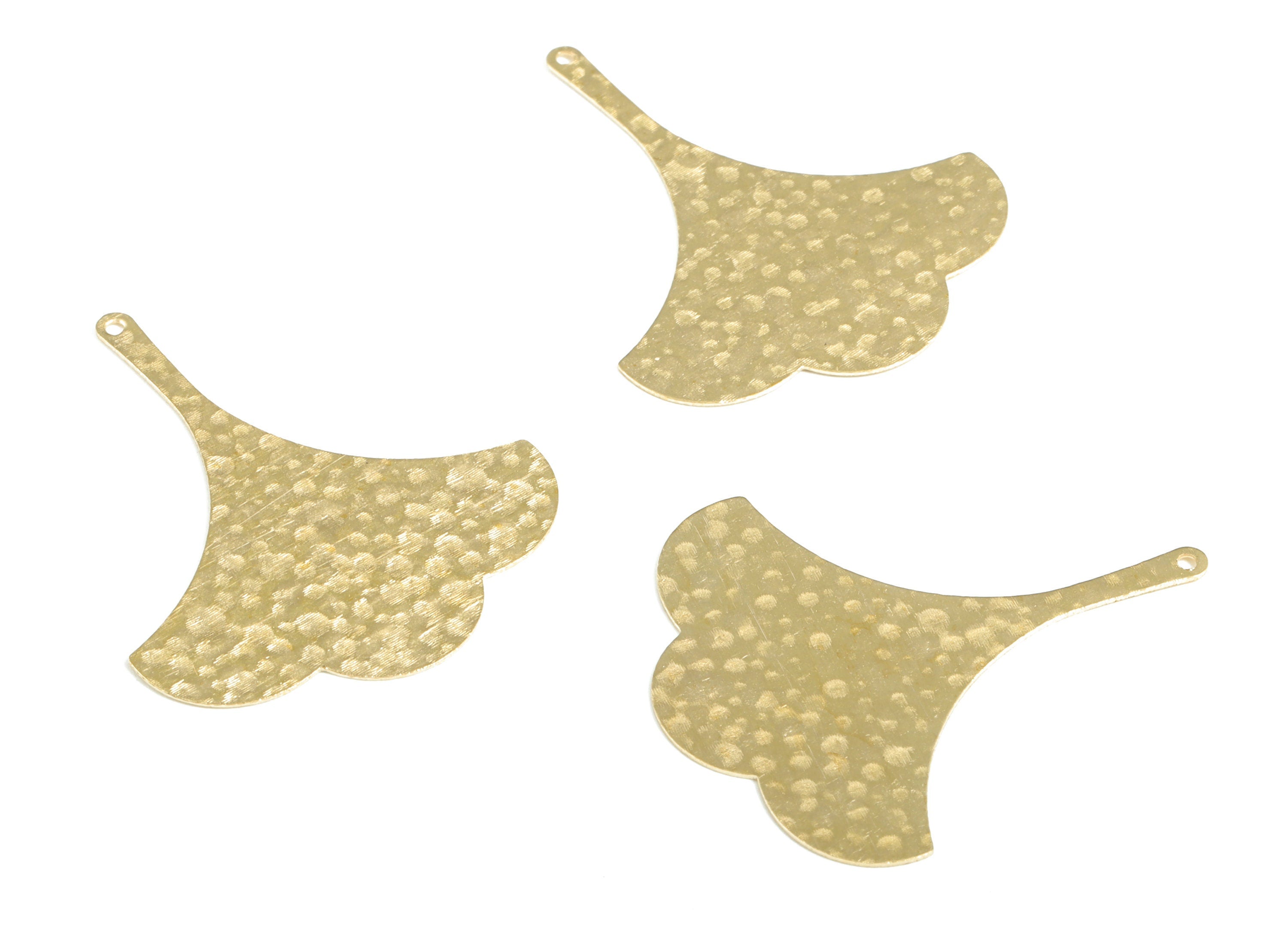 Brass Hammered Fan Earring Charms - Raw Brass Fan Pendant - Earring Findings - Jewelry Making Supplies - 37.19x31.01x0.4mm - PP3873 - DOMEDBAZAAR