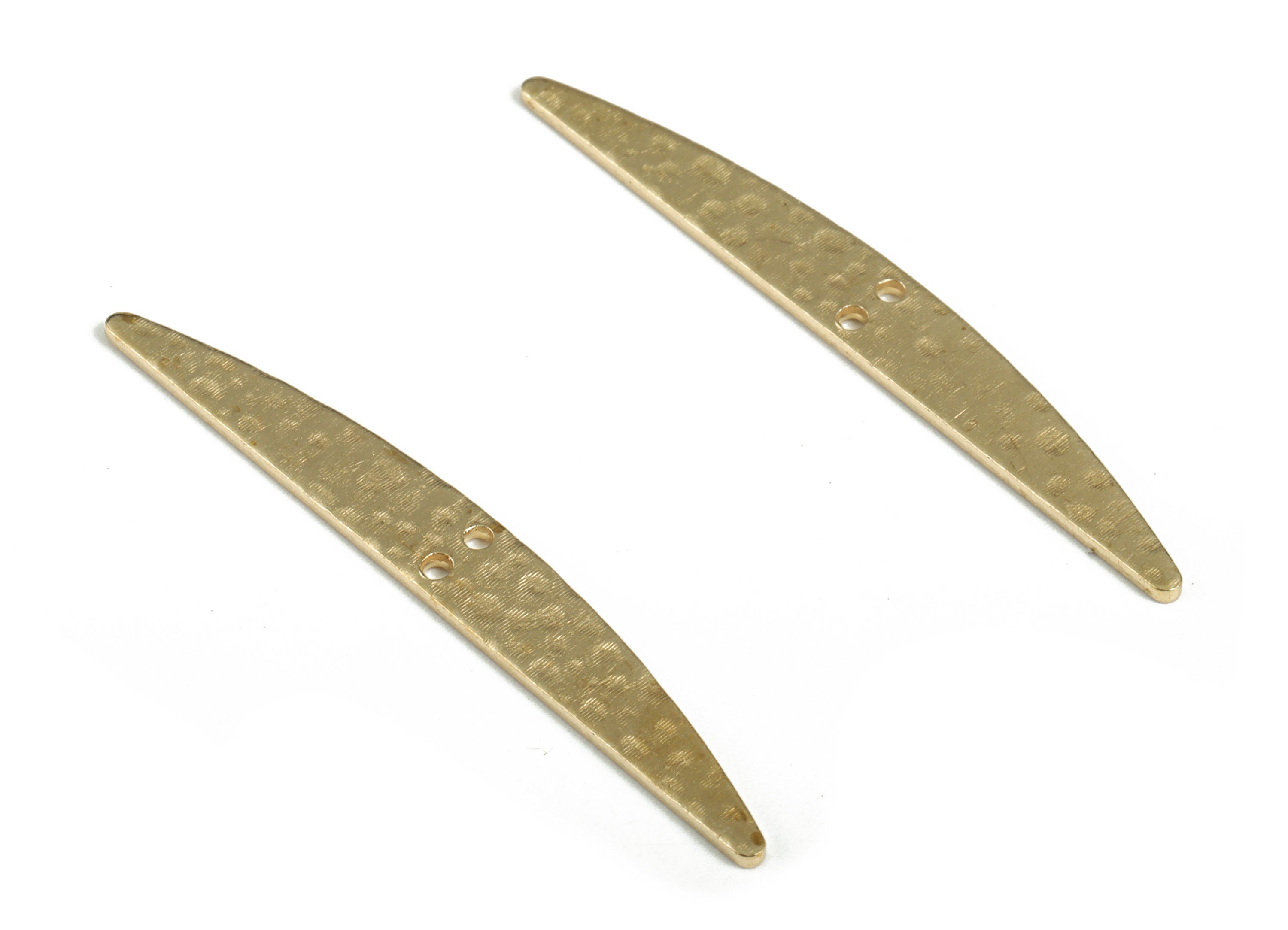 Brass Hammered Geometric Earring Connector - Raw Brass Geometric Earring Charms - 2 Holes - Jewelry Supplies - 43.47x5.55x0.96mm - PP3858 - DOMEDBAZAAR
