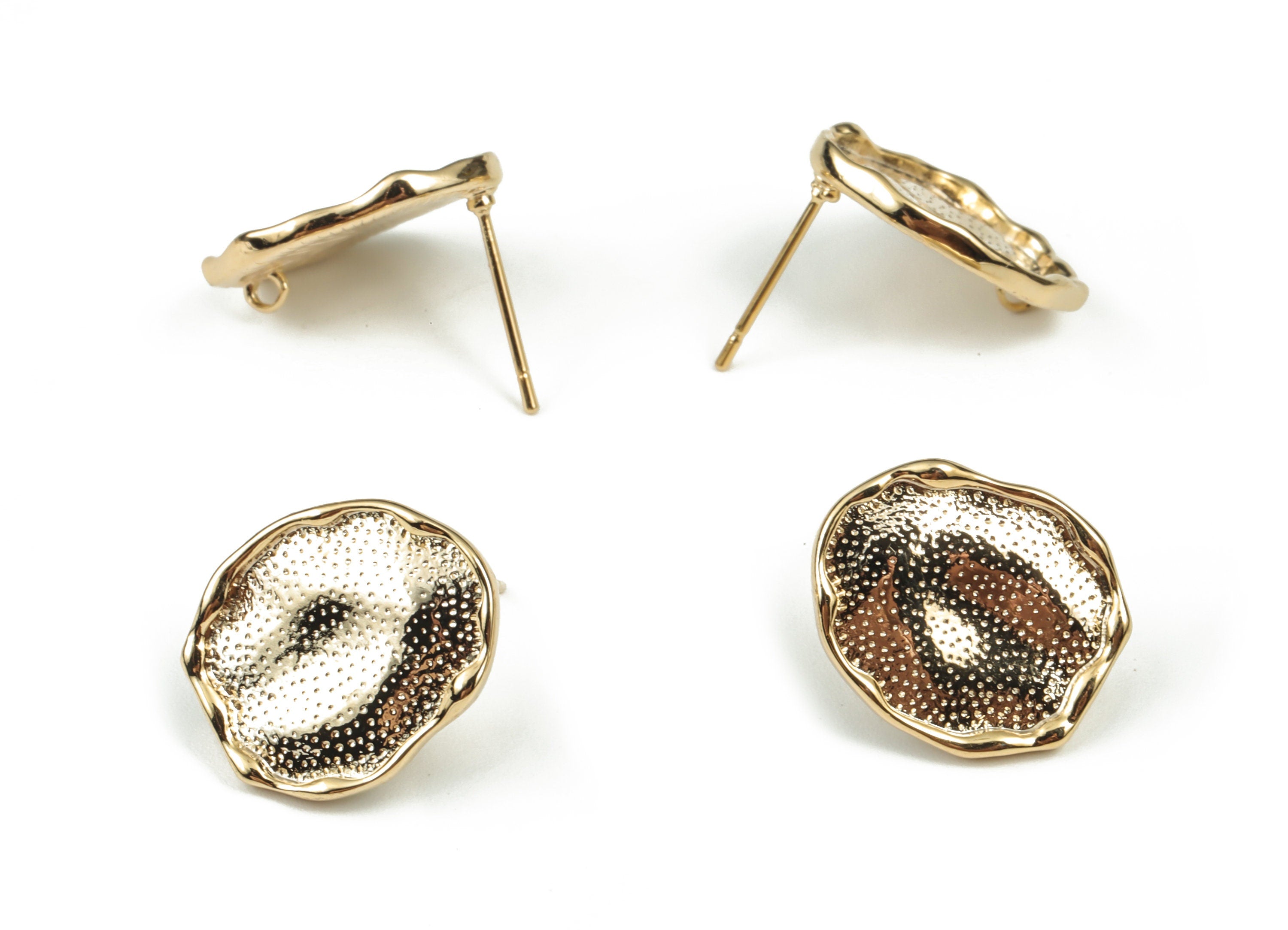 Raw Brass Earring Stud – Brass Stud Earring for Women - 18K Real Gold Plated Brass – Jewelry Making Supplies - 17.52×15.26×2.32mm - RGP2926 - DOMEDBAZAAR