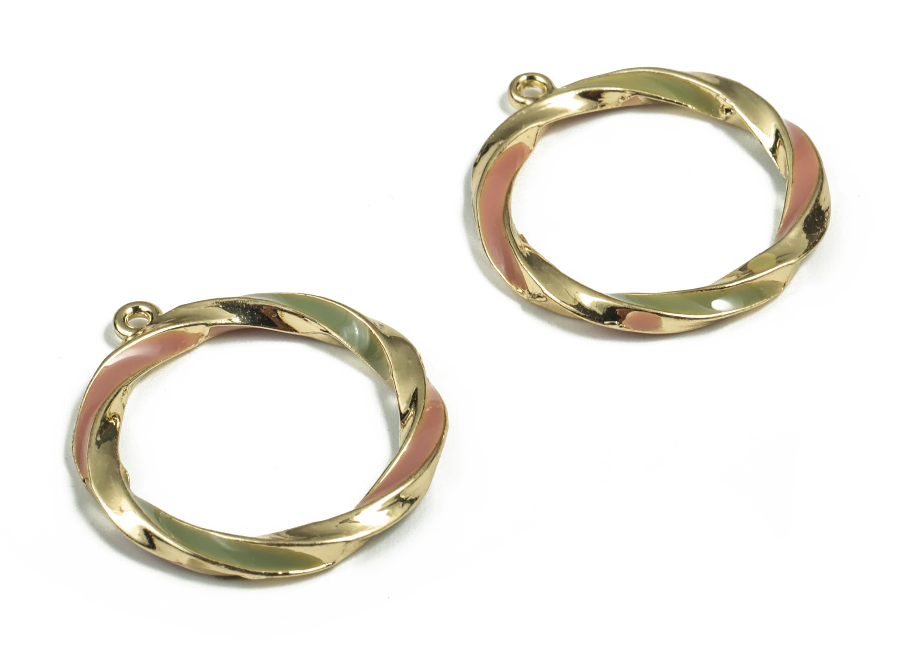 Alloy Round Earring Charms - Gold Alloy Circle Pendant - Gold Tone Plated Alloy - Jewelry Making Supplies - 26.06mx23.86x2.5mm - ZZ1777 - DOMEDBAZAAR