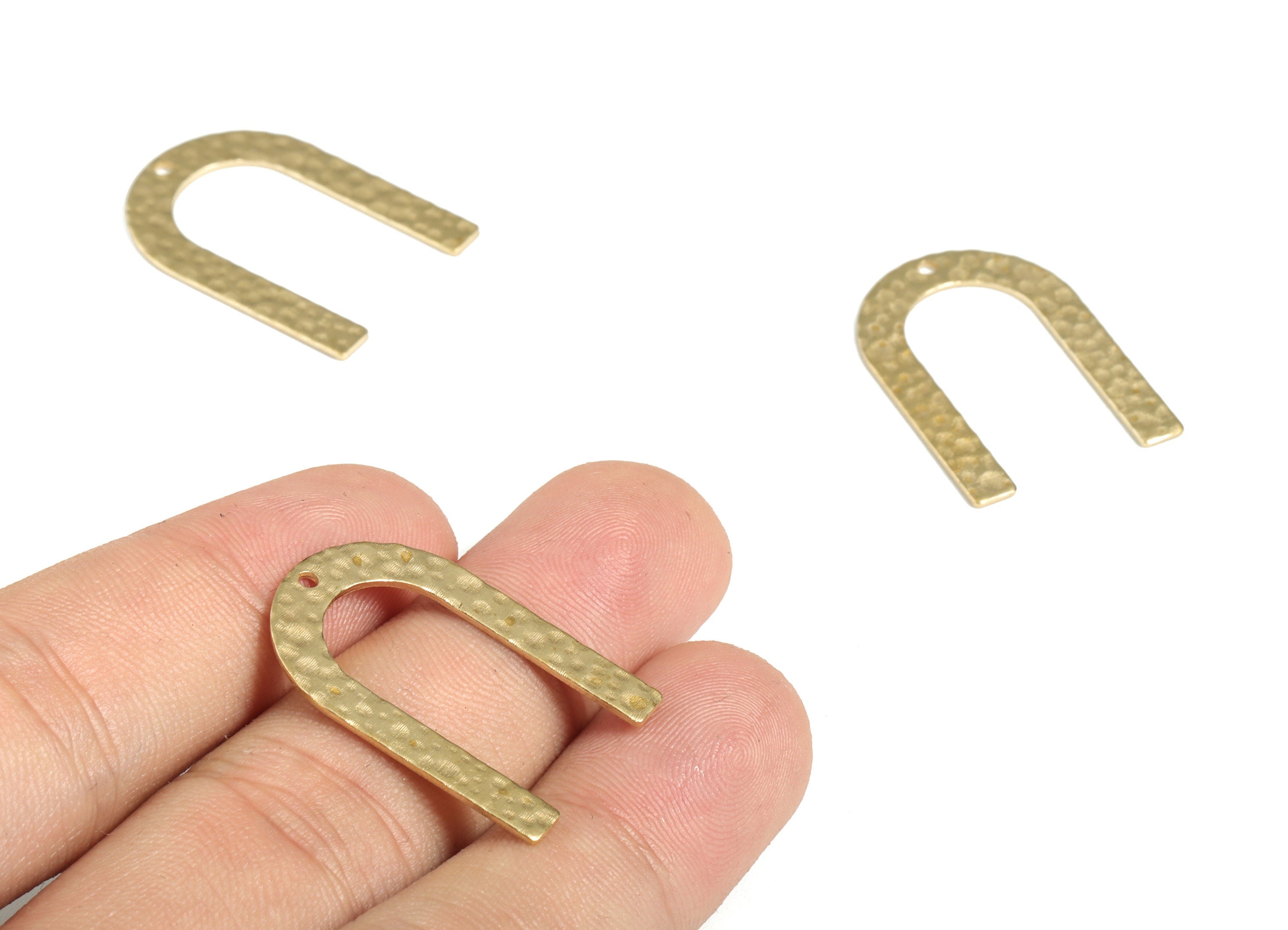 Brass Hammered U Earring Charms - Raw Brass U Pendant - Earring Findings - Jewelry Making Supplies - 28x20.02x0.76mm - PP3886 - DOMEDBAZAAR