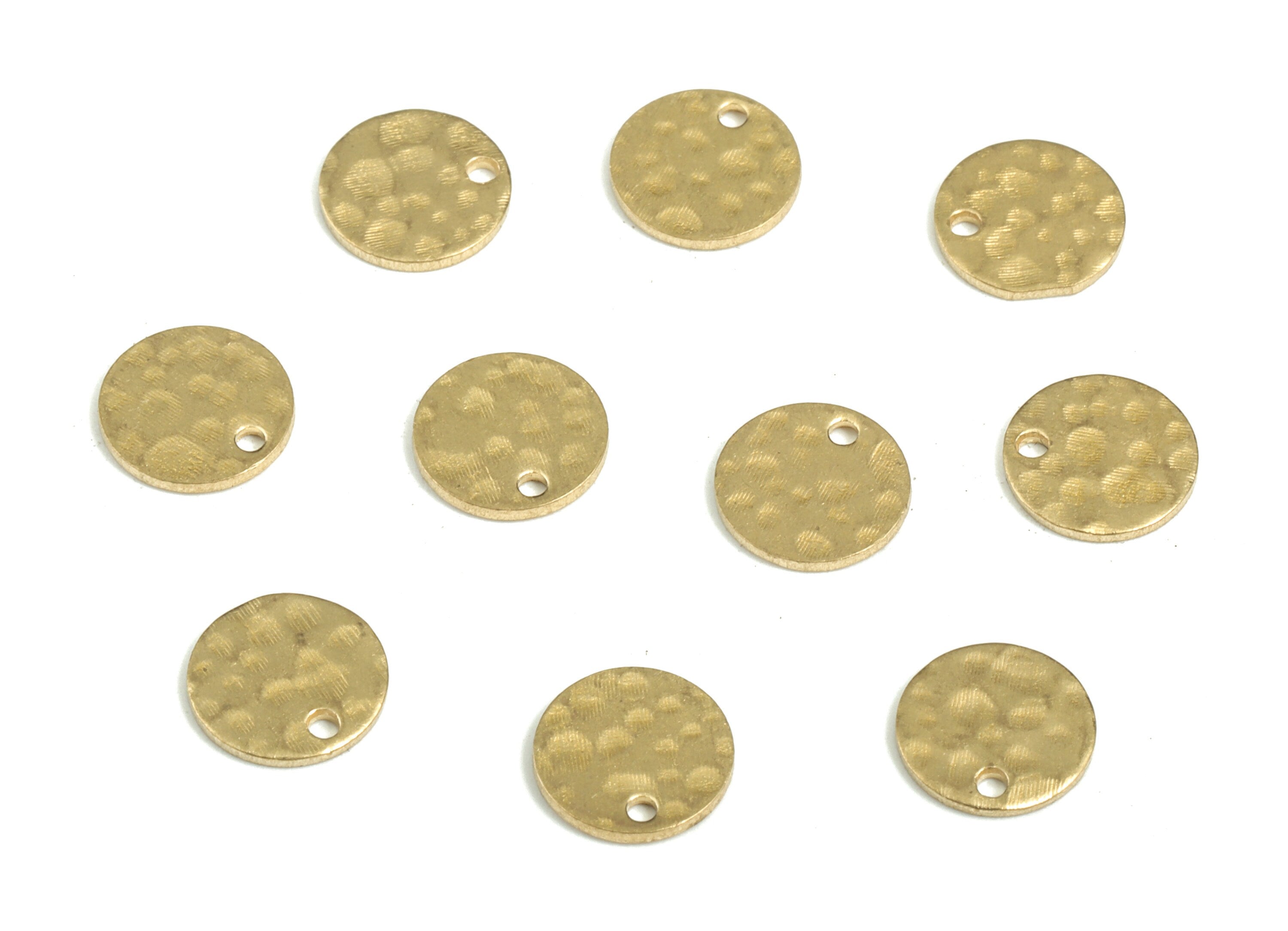 Brass Hammered Round Earring Charms - Raw Brass Circle Pendant - Earring Findings - Jewelry Making Supplies - 8x8x0.79mm - PP3894 - DOMEDBAZAAR