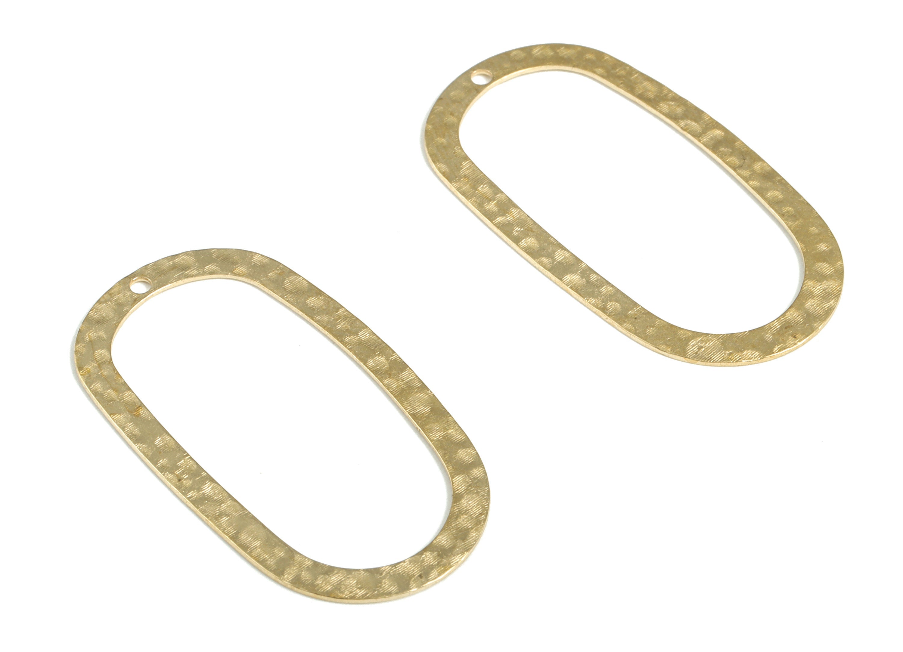 Brass Hammered Oval Earring Charms - Raw Brass Oval Pendant - Earring Findings - Jewelry Making Supplies - 35.02x19.49x0.55mm - PP3905 - DOMEDBAZAAR