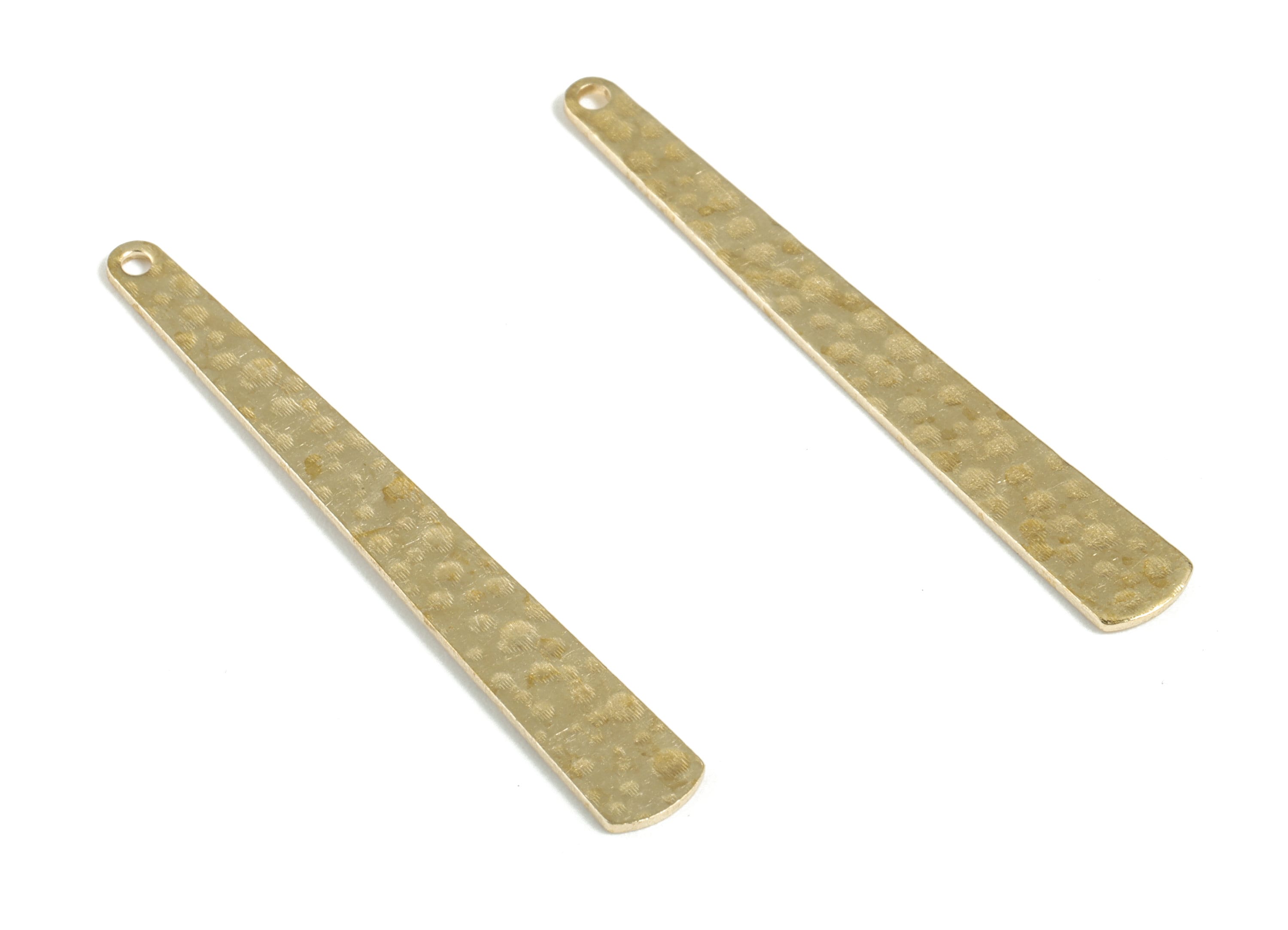 Brass Hammered Strip Earring Charms - Raw Brass Strip Pendant - Earring Findings - Jewelry Making Supplies - 43.01x5.75x0.78mm - PP3870 - DOMEDBAZAAR