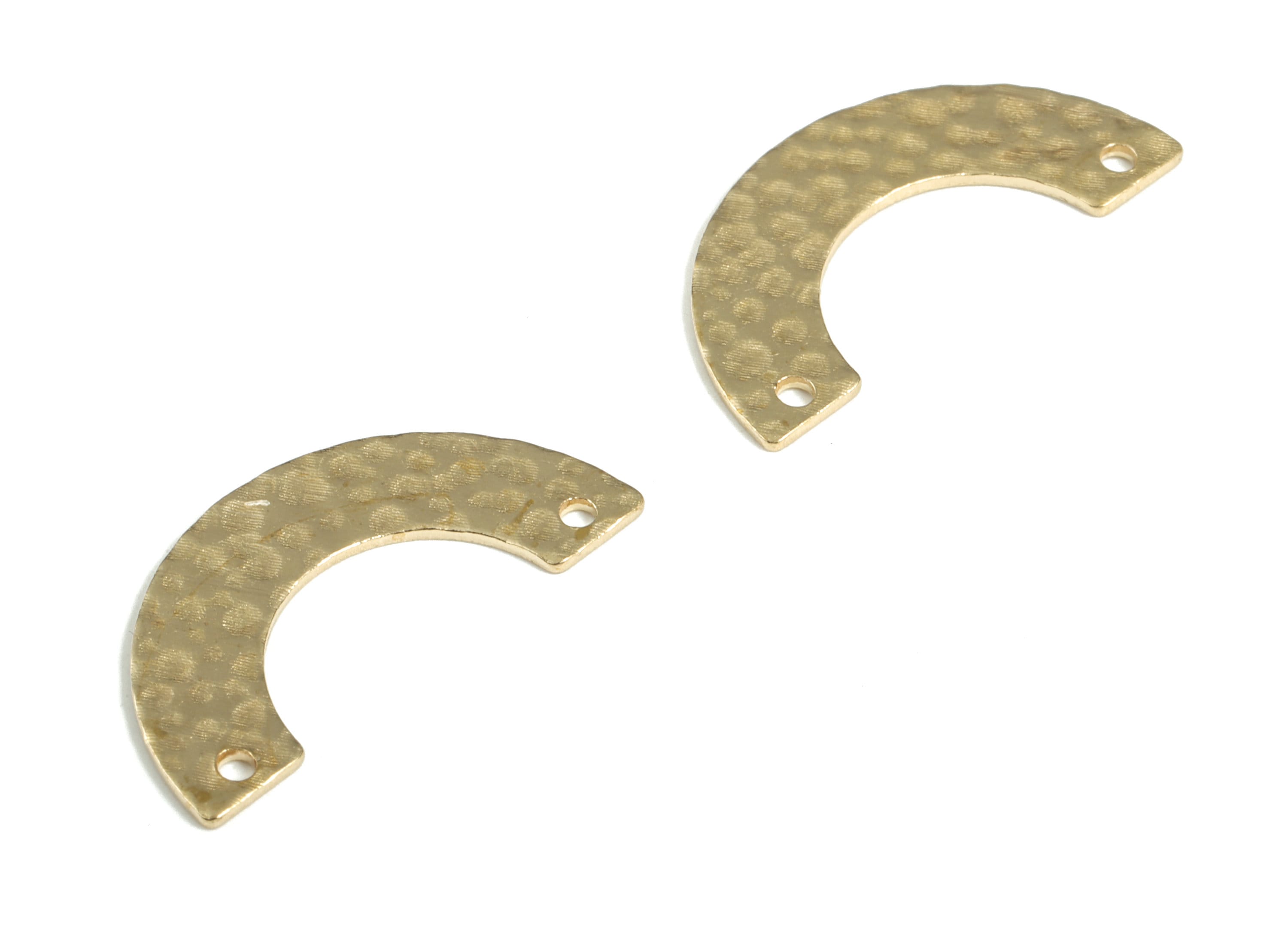 Brass Hammered U Earring Connector - Raw Brass U Earring Charms - 2 Holes - Jewelry Making Supplies - 24.94x14.48x0.77mm - PP3909 - DOMEDBAZAAR