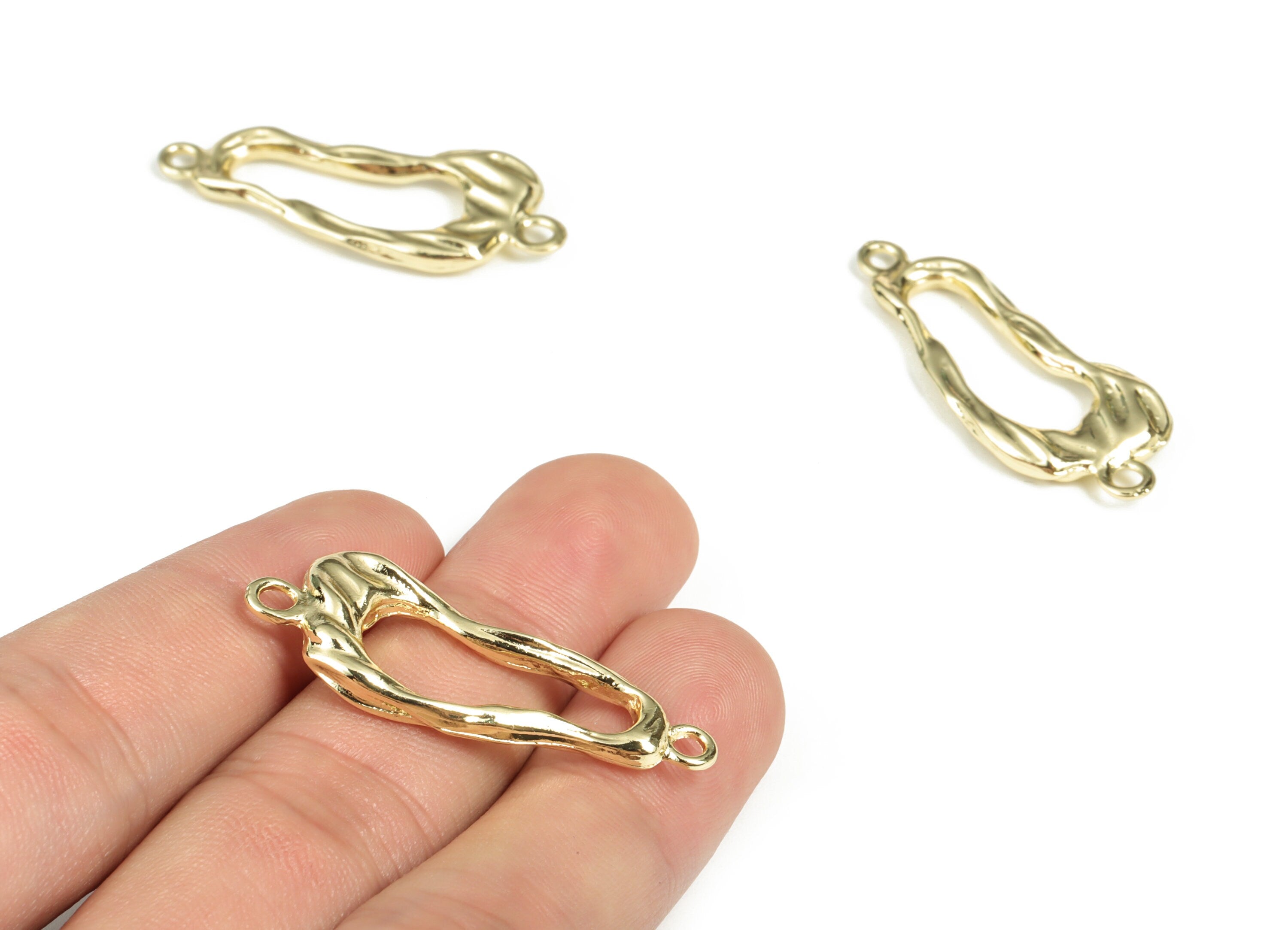 Alloy Irregular Earring Connector - Zinc Alloy Geometry Charms - Gold Tone Plated Alloy - Jewelry Supplies - 38.46x14.76x3.64mm - ZZ1798 - DOMEDBAZAAR