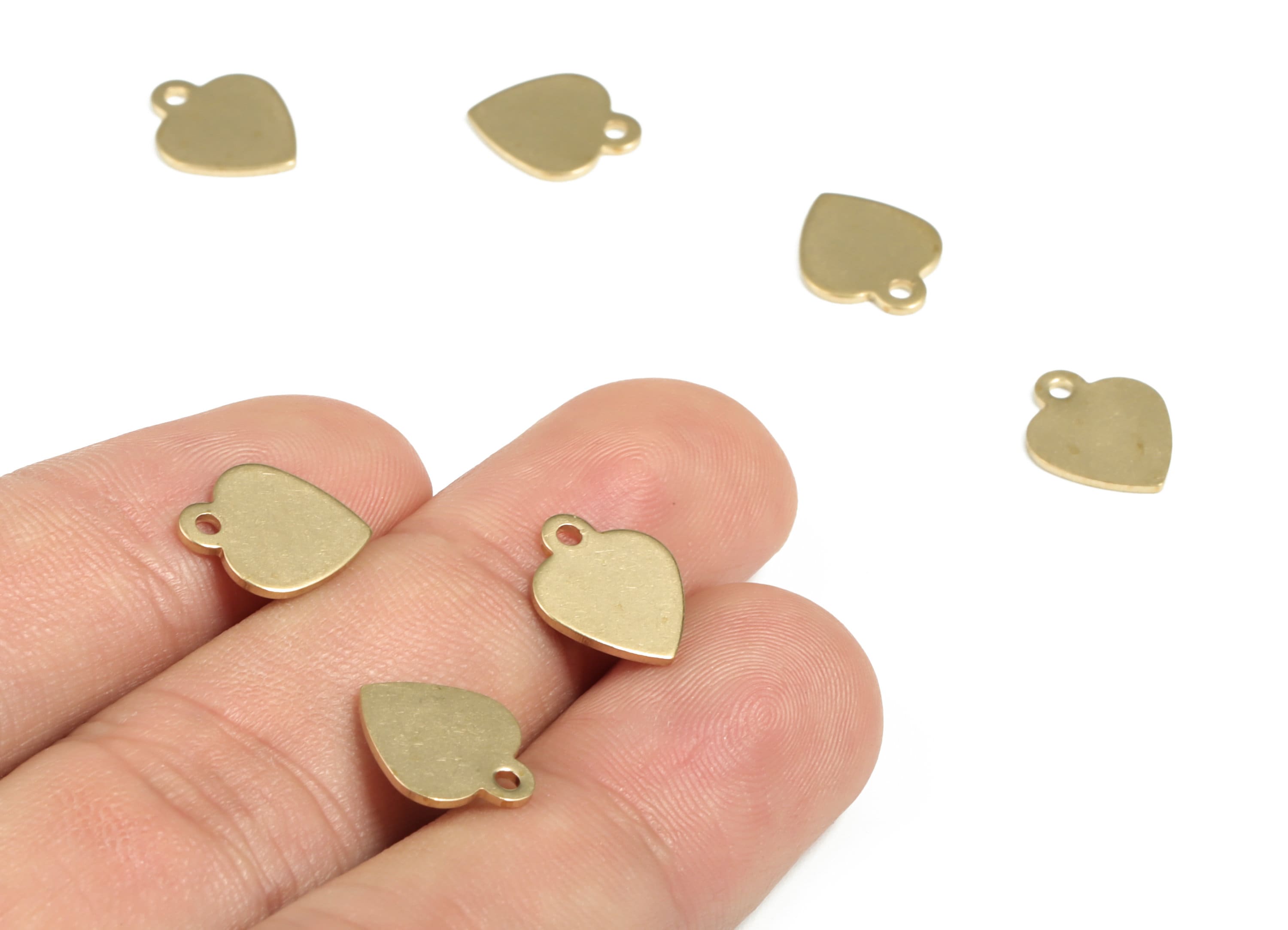 Brass Heart Earring Charms - Raw Brass Heart Pendant - Earring Findings - Jewelry Making Supplies - 11.83x9.9x0.79mm - PP3955 - DOMEDBAZAAR